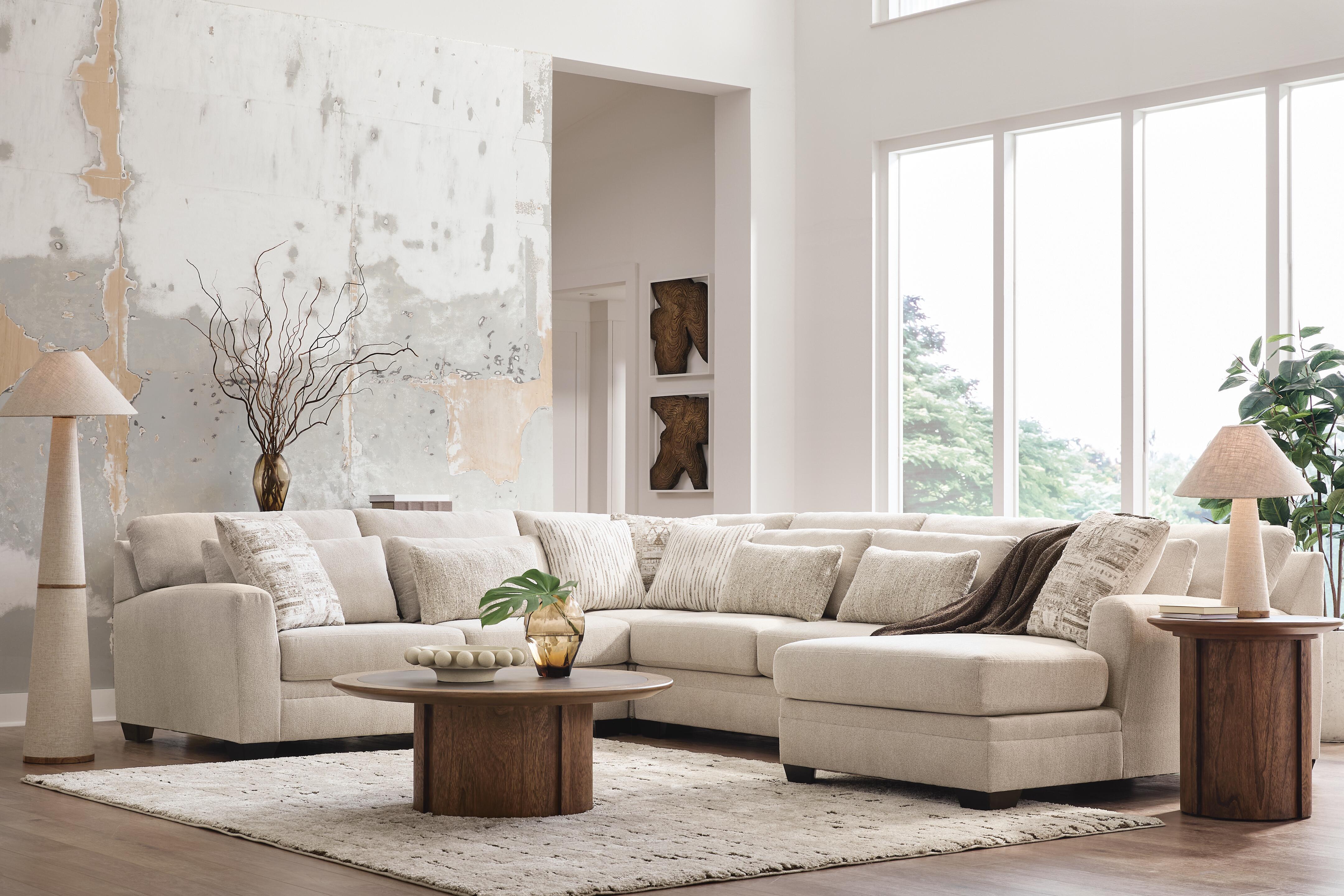 Ashley Furniture Mandi Point - 4-Piece Sectional With RAF Corner Chaise - Marble - Image 3