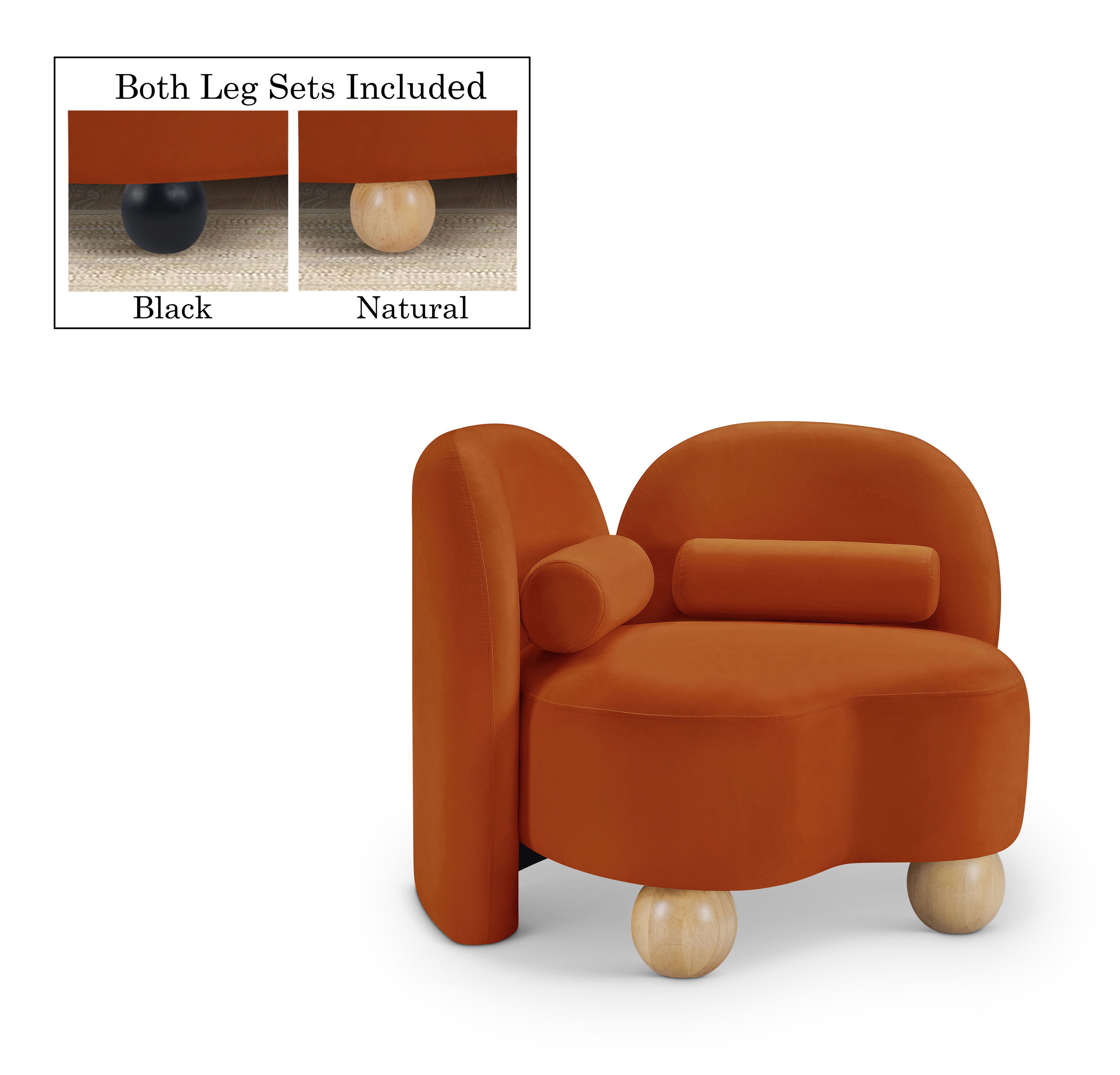 Daphne - Velvet Chair - Cognac