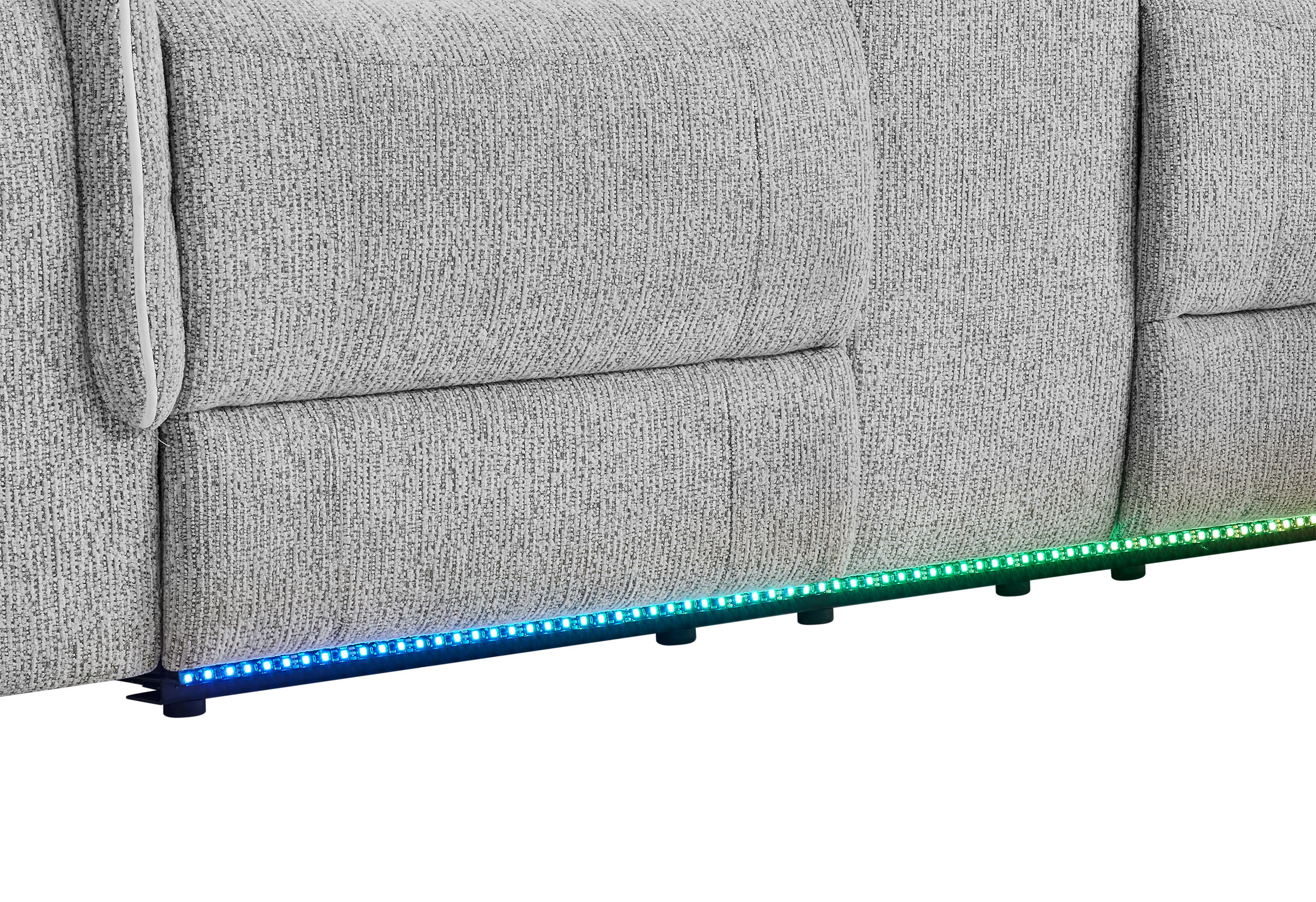 U8879 - 1 Power LAF Console Reclining Loveseat With LED And Global Surround Sound Speaker - Light Gray