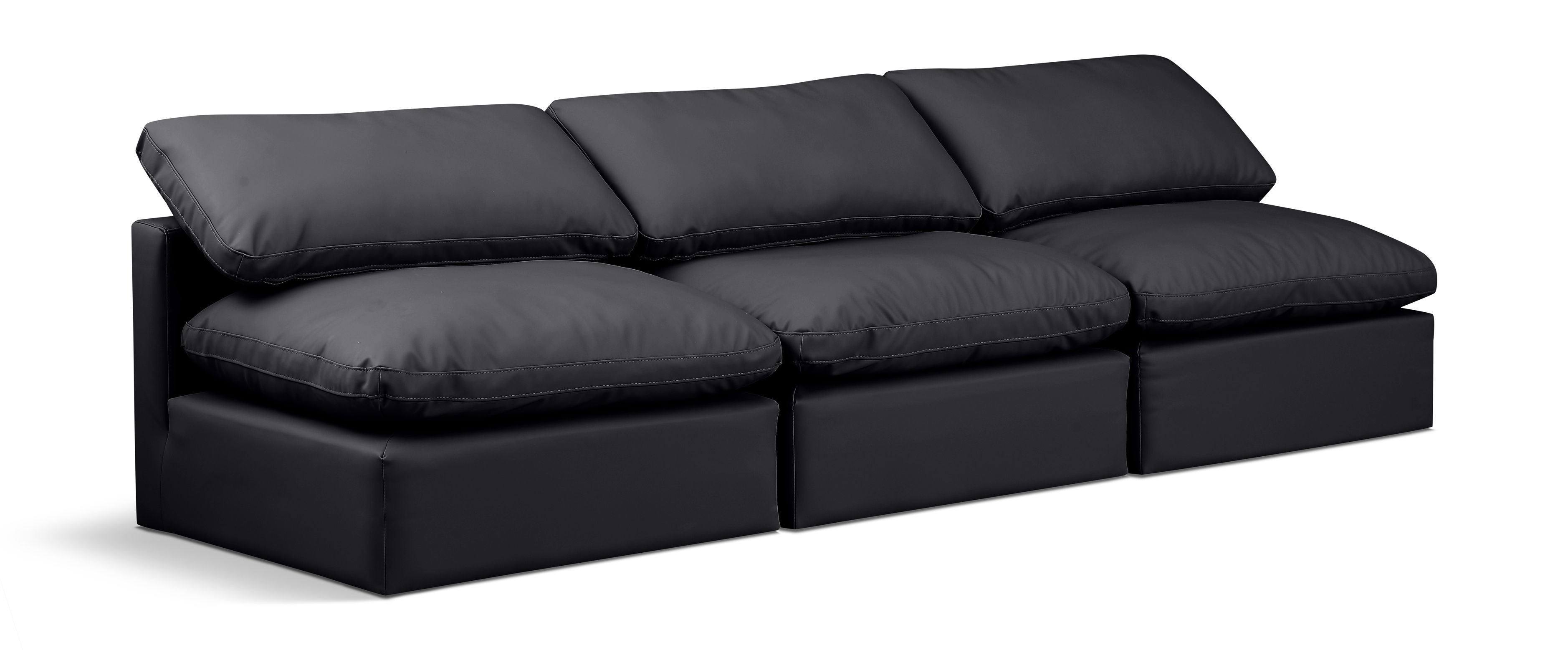 Indulge - Faux Leather 3 Seat Modular Armless Sofa - Black