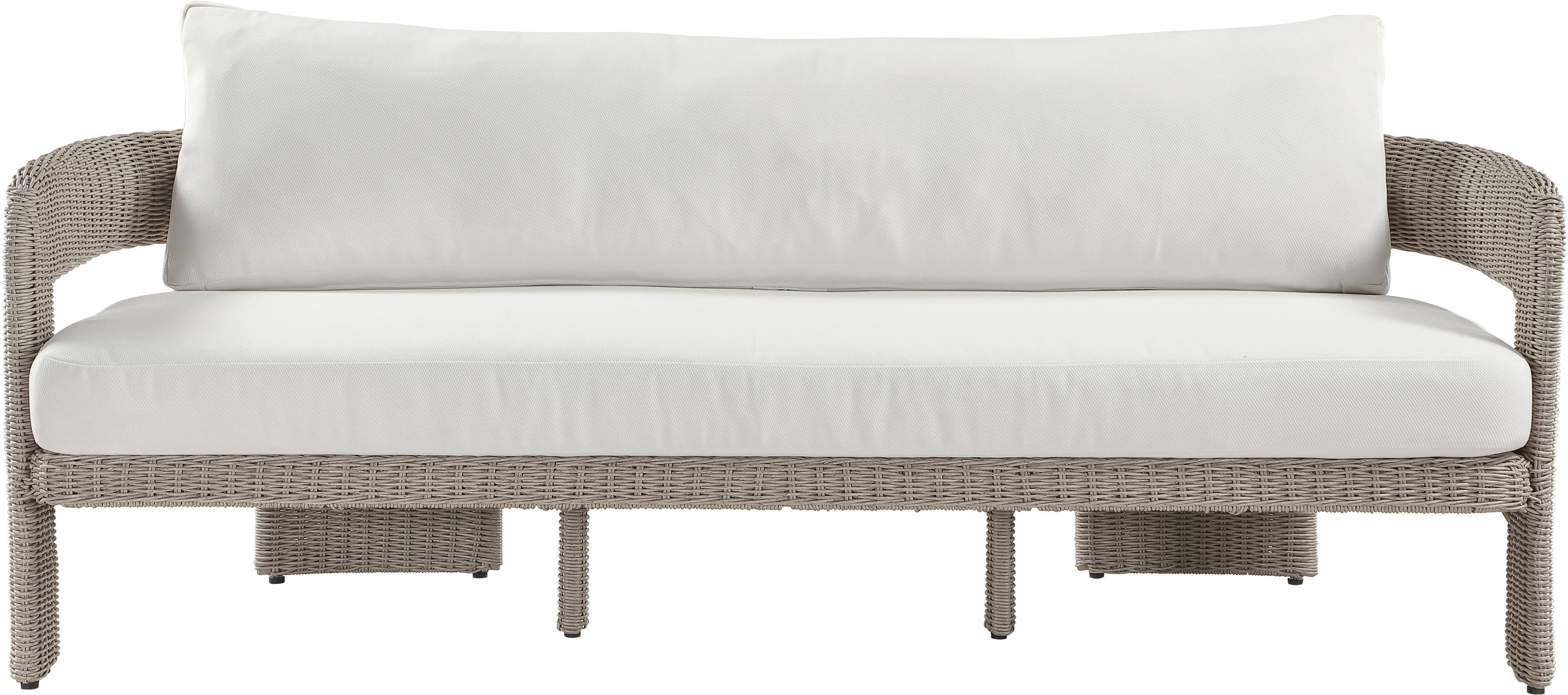 Sandbay - Olefin Water Resistant Fabric And Wicker Outdoor Patio Sofa - Cream