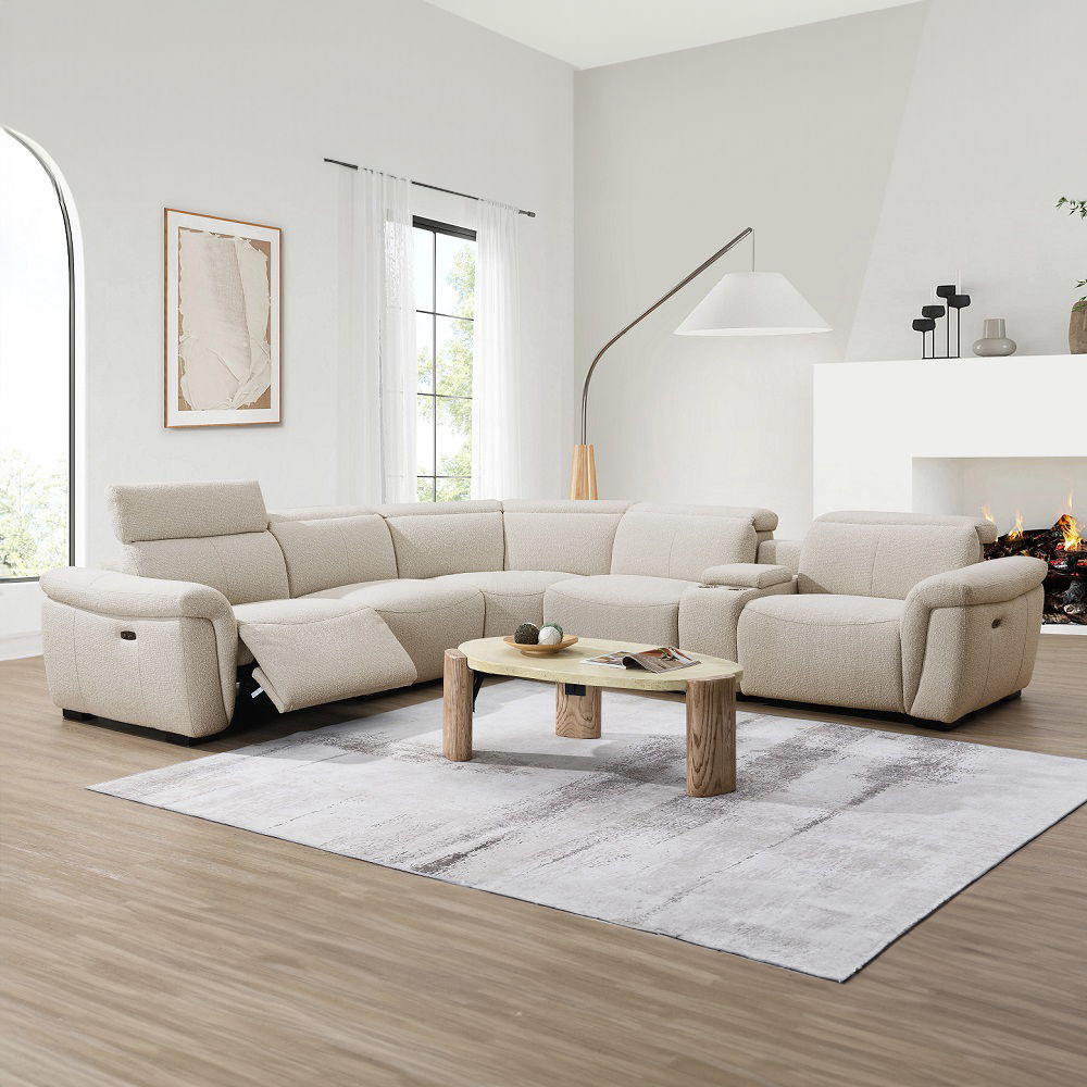 Dayana - Power Motion Sectional Sofa - Beige Boucle, beige