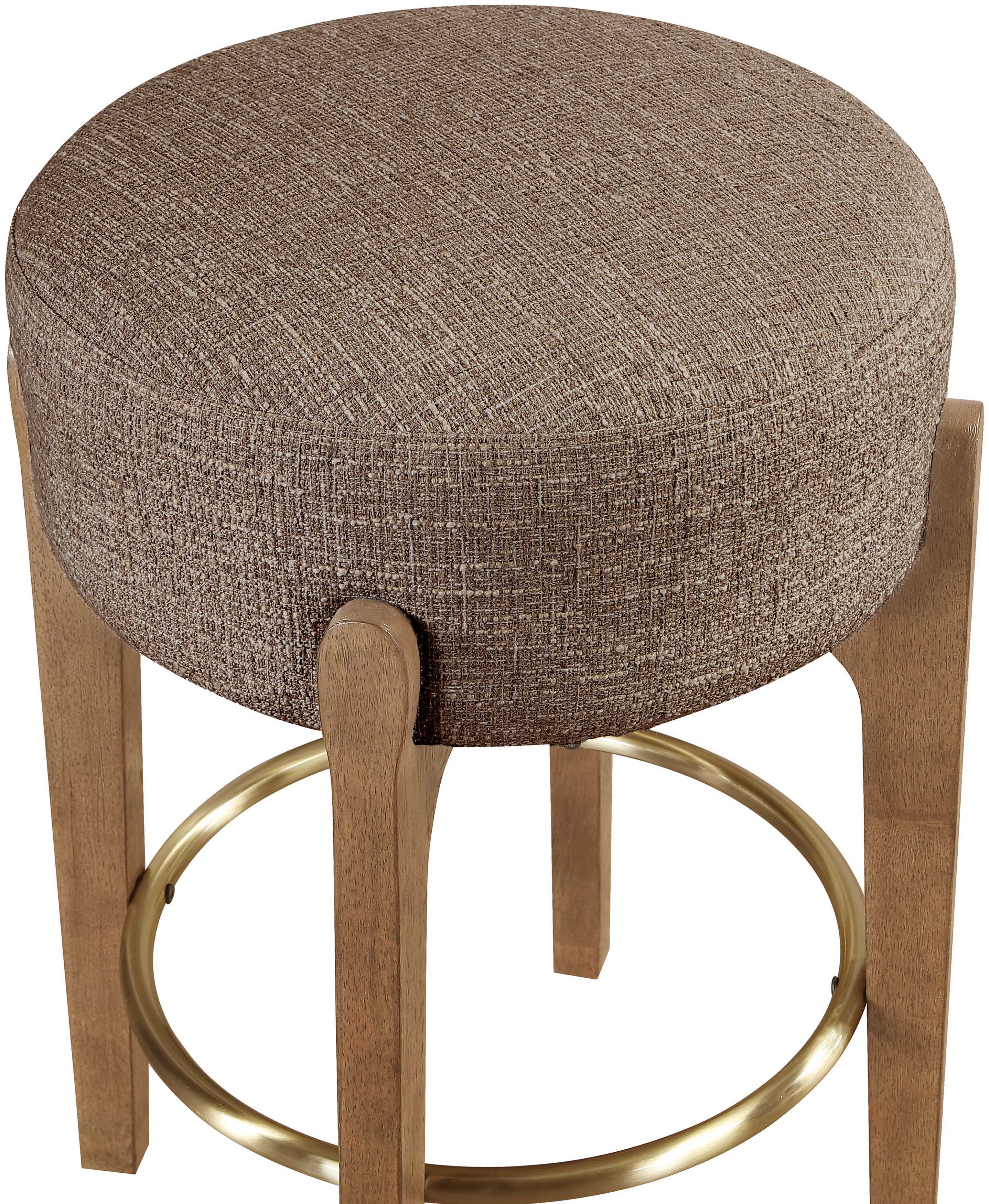 Torino - Fabric Upholstered Backless Counter Stool (Set of 2) - Brown / Brushed Brown