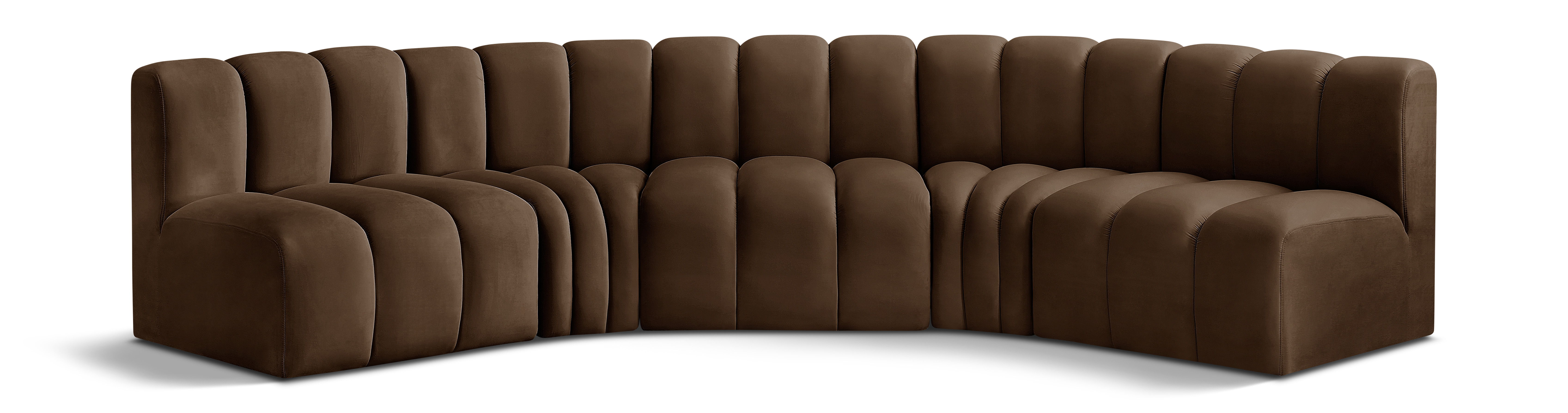 Arc - Velvet 5 Piece U-Shaped Modular Sofa - Brown