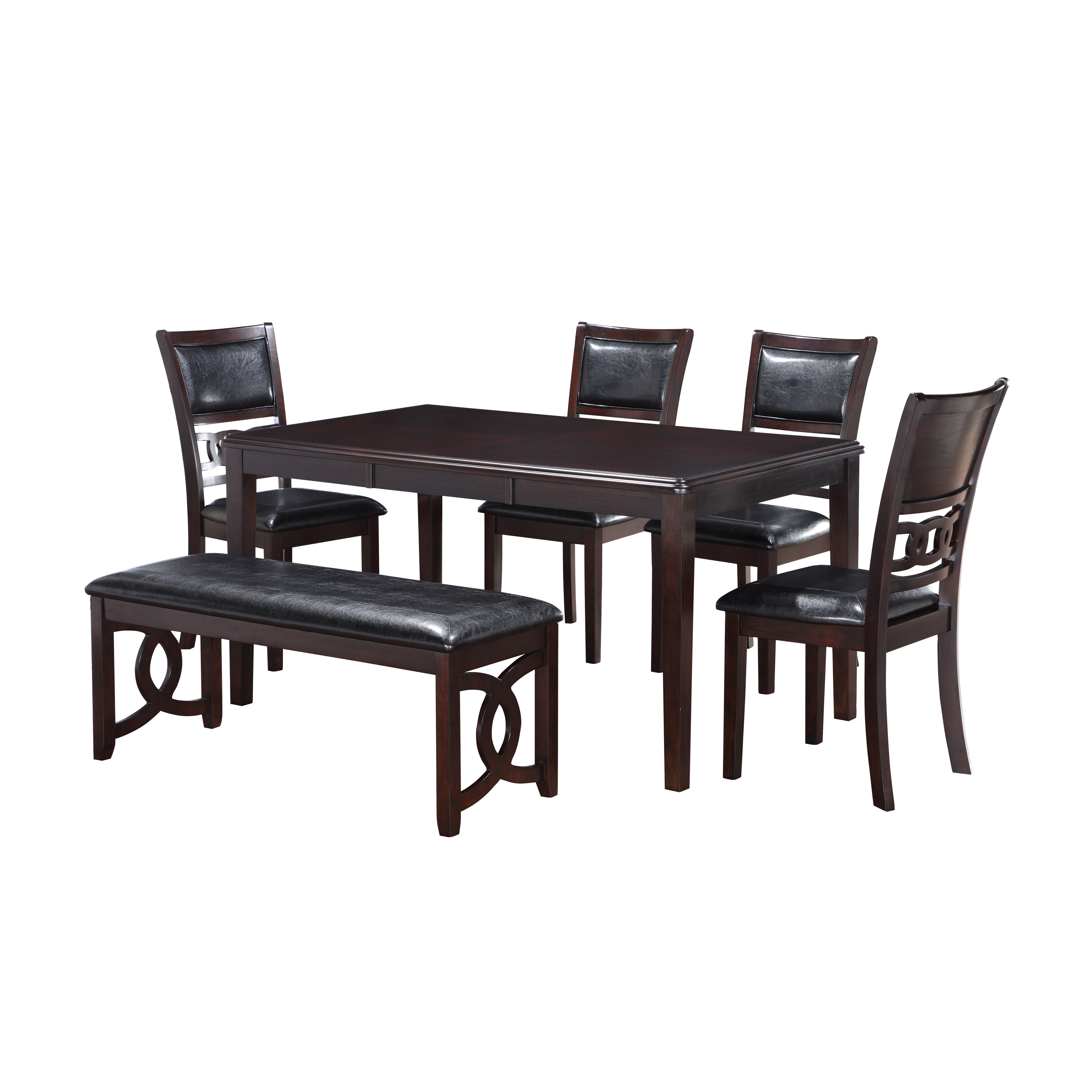 Gia - 6 Piece Dining Table & 4 Chairs & Bench - Ebony