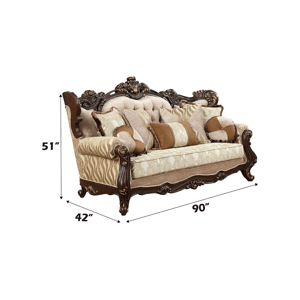 Shalisa - Sofa With 7 Pillows (Same Lv01585) - Fabric & Walnut, dark brown, view 5