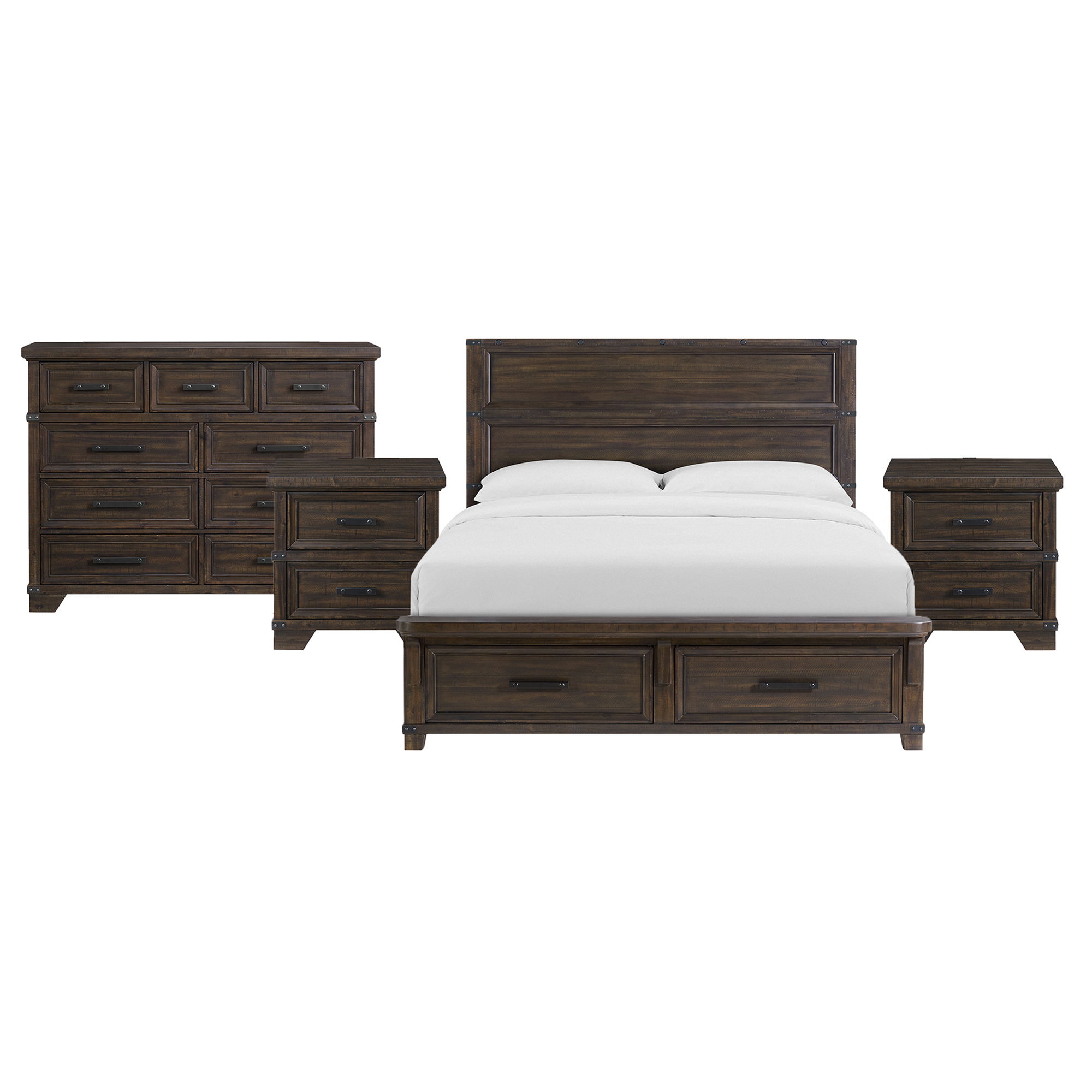 King · 4 Pc · Bedroom Set With 2 Nightstands & Dresser