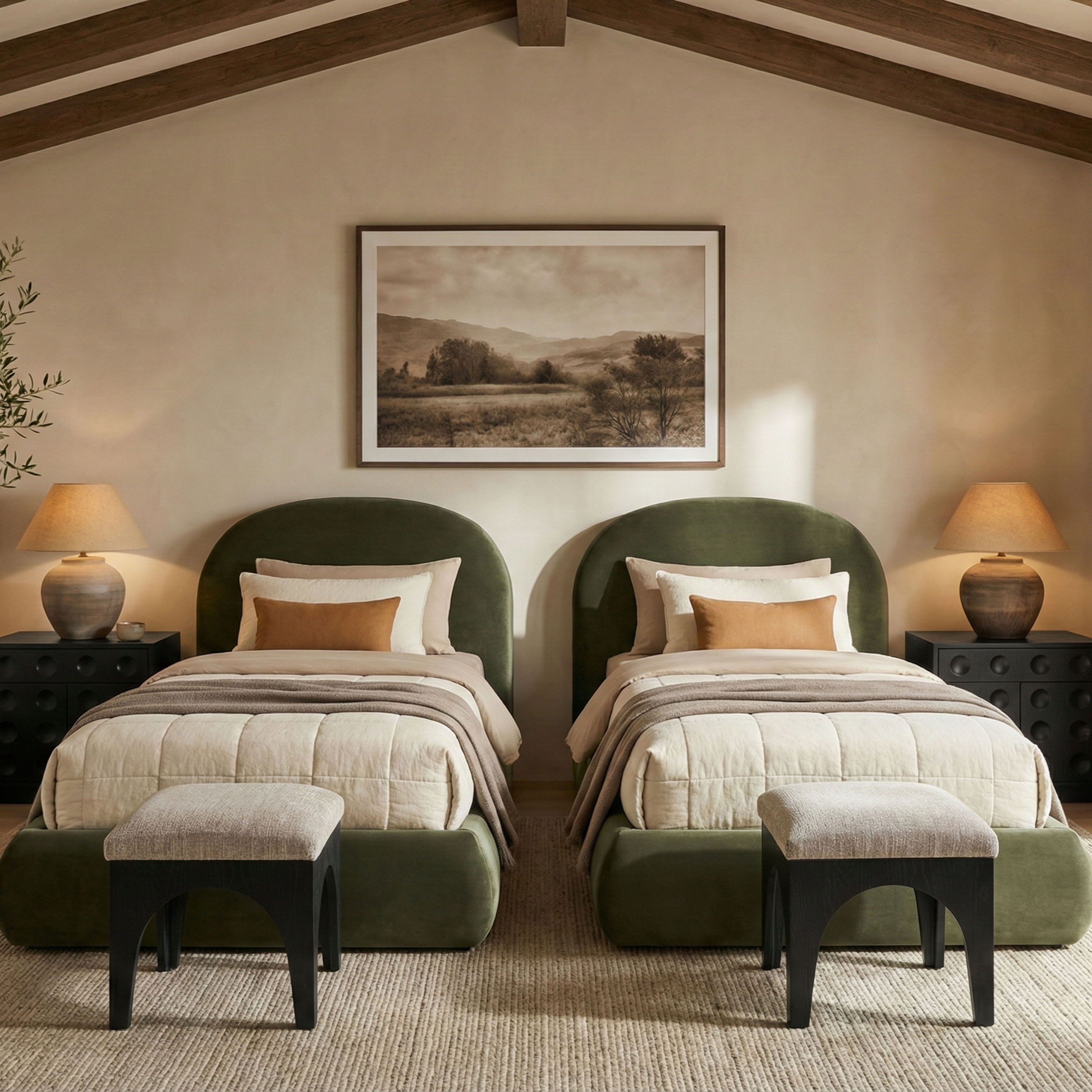 Celine - Upholstered Twin Bed - Green