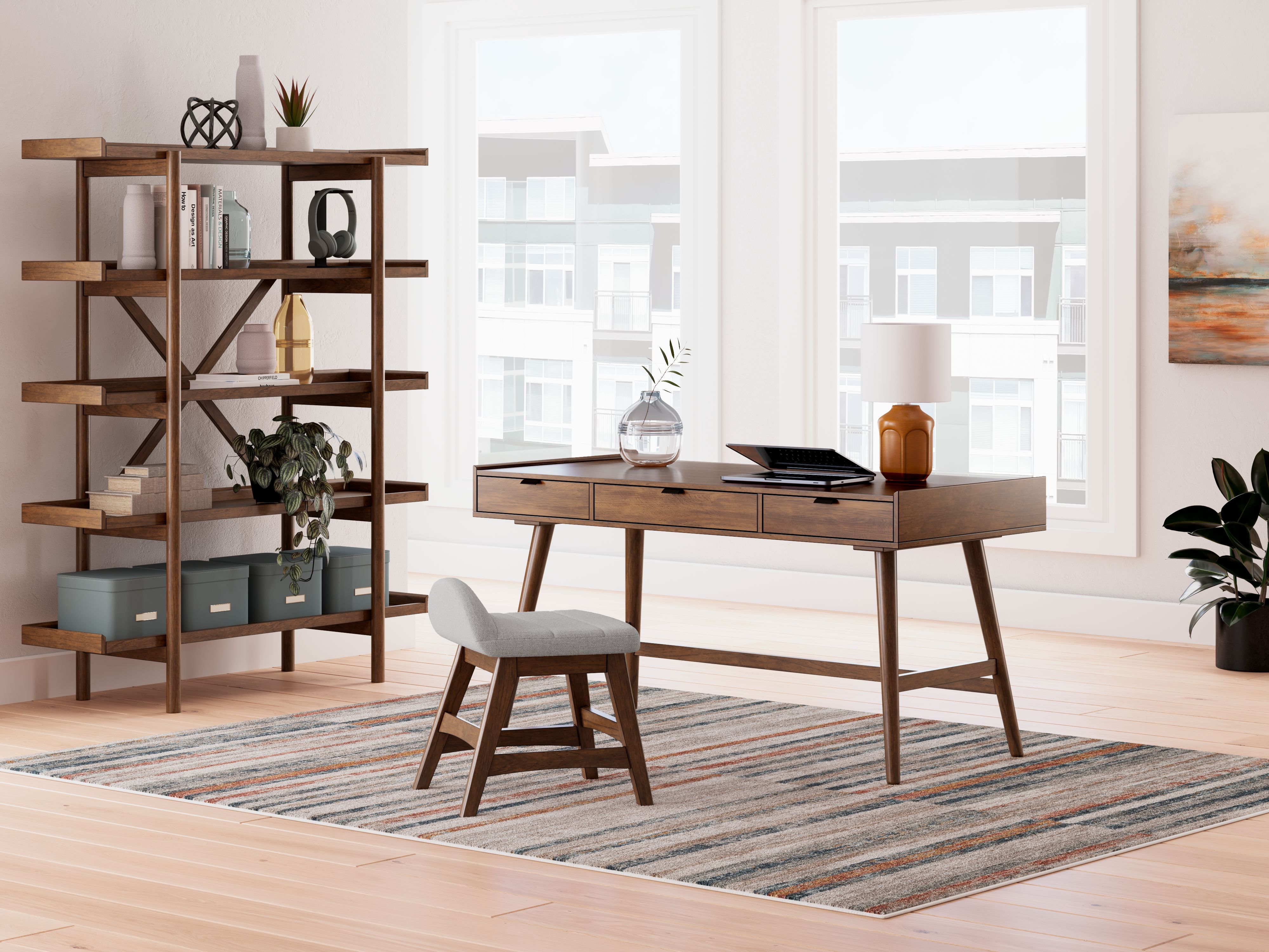 Ashley Lyncott - Brown - 3 Pc. - Home Office Desk, Chair, Bookcase