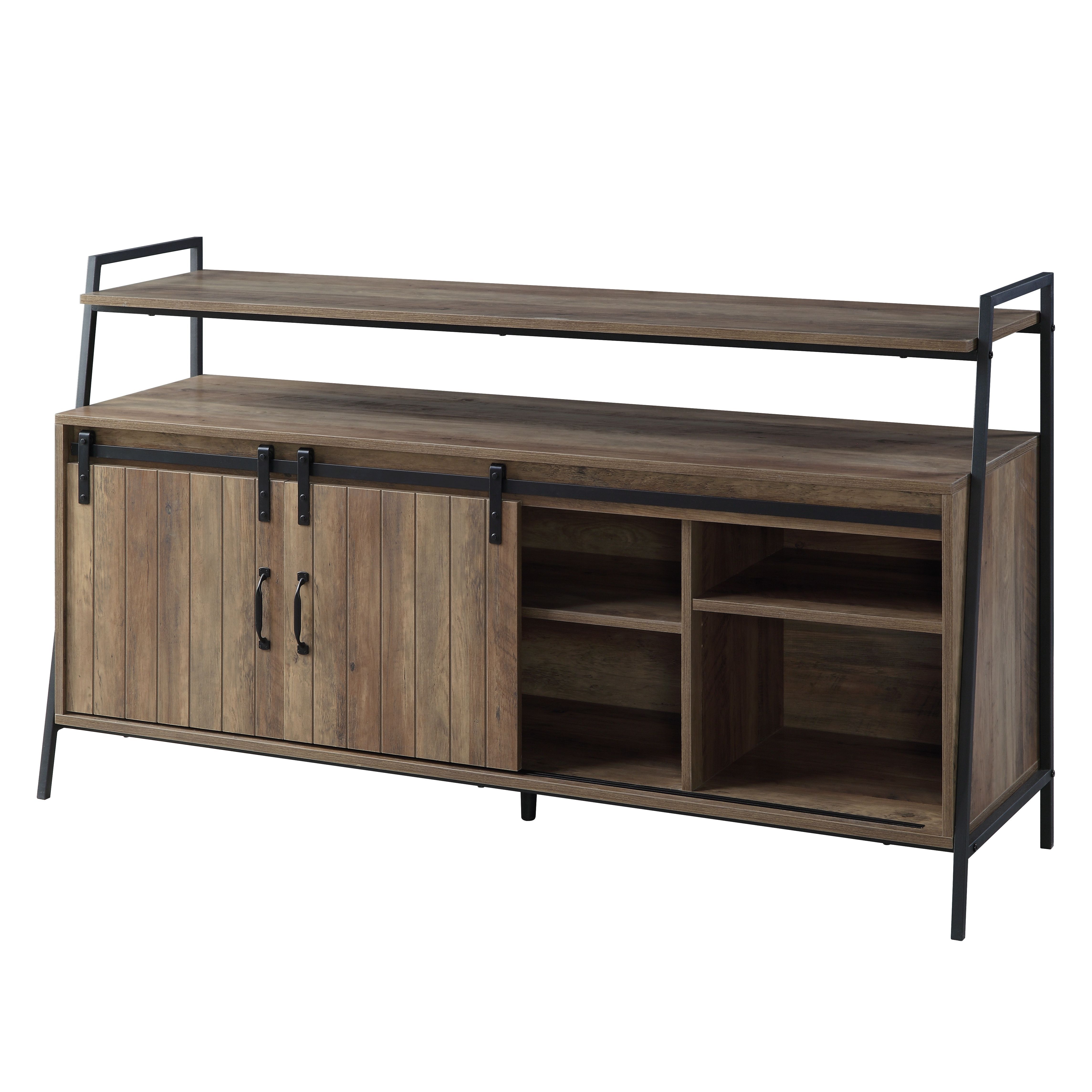 Rashawn - TV Stand - Rustic Oak & Black, dark brown, view 6