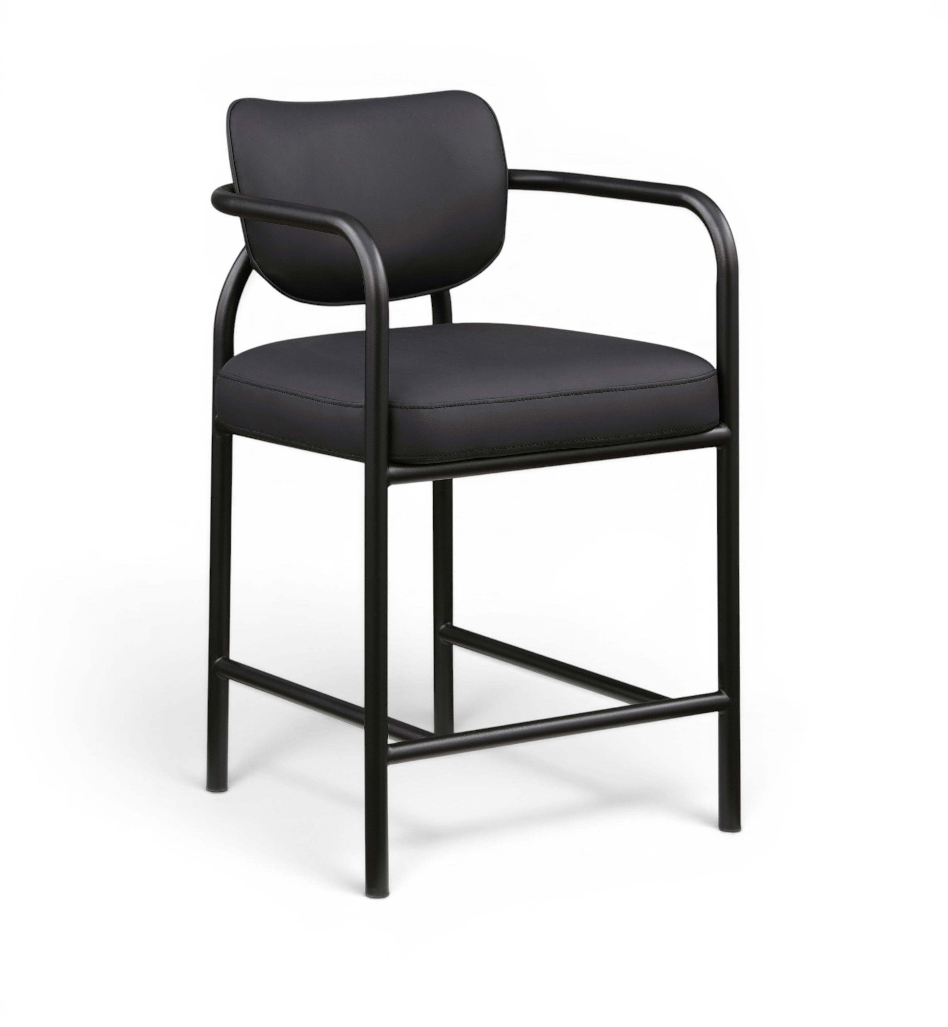Serava - Vegan Leather Upholstered Counter Stool - Black