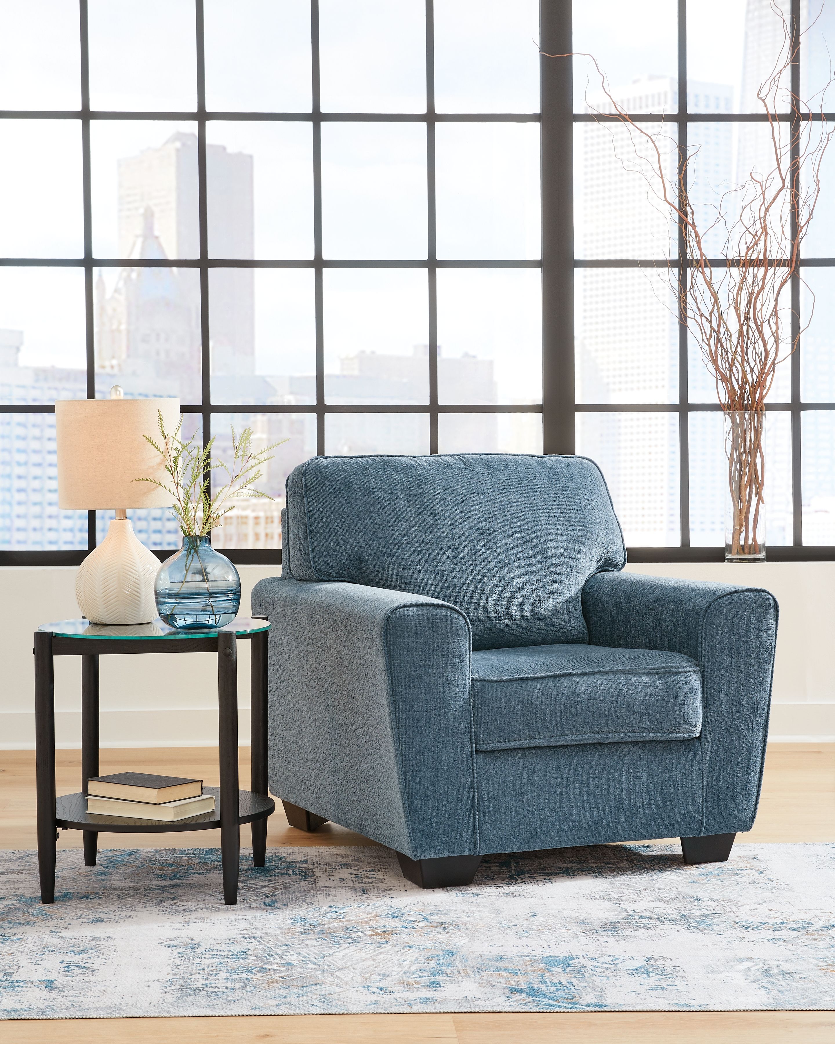 Ashley Furniture Cashton - 2 Pc. - Chair, Ottoman - Blue - Image 3