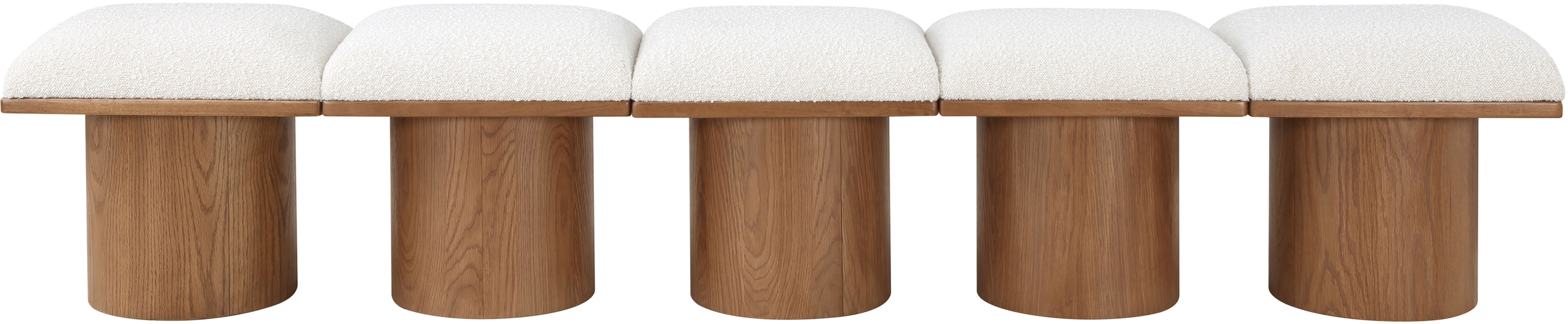 Pavilion - 90" 5 Piece Modular Bench With Brown Base - Cream