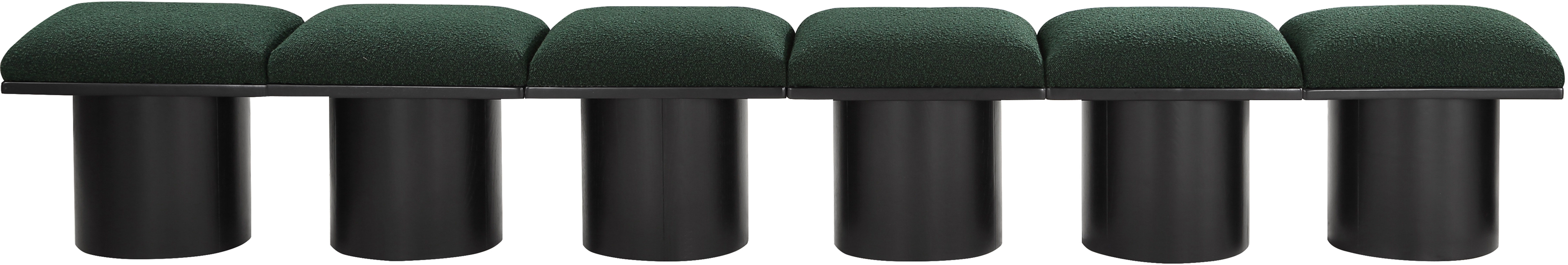 Pavilion - 108" 6 Piece Modular Bench With Black Base - Green