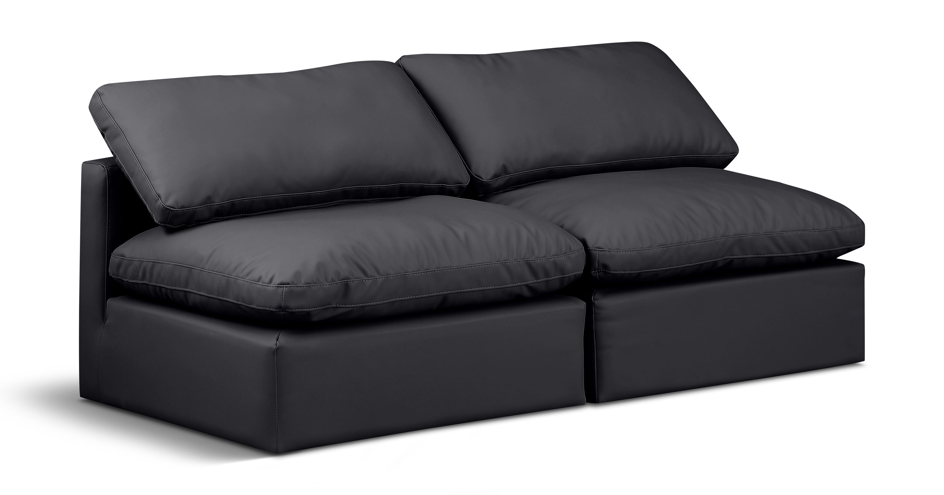 Indulge - Faux Leather 2 Seat Modular Armless Sofa - Black