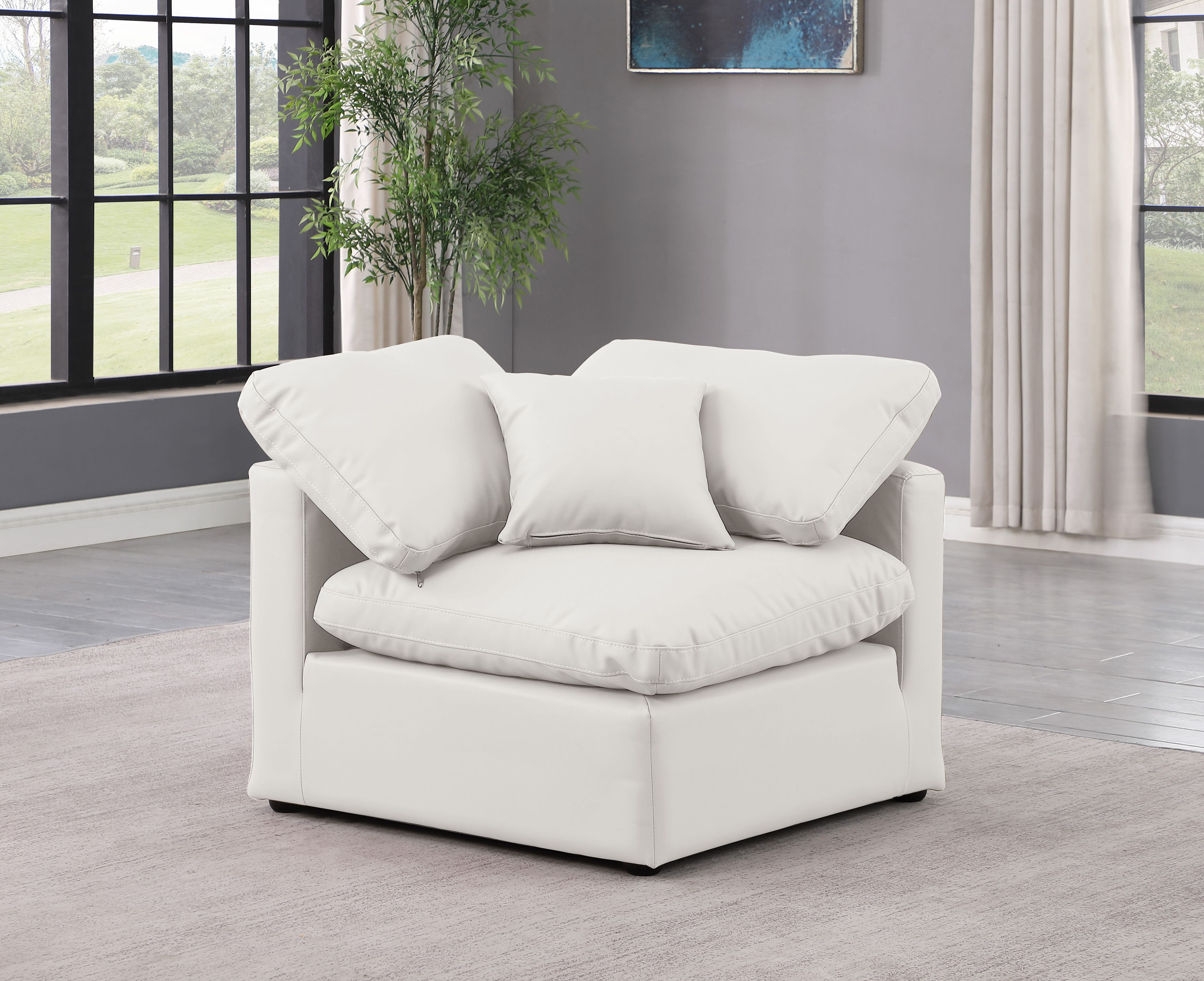 Indulge - Faux Leather Corner Chair - Cream