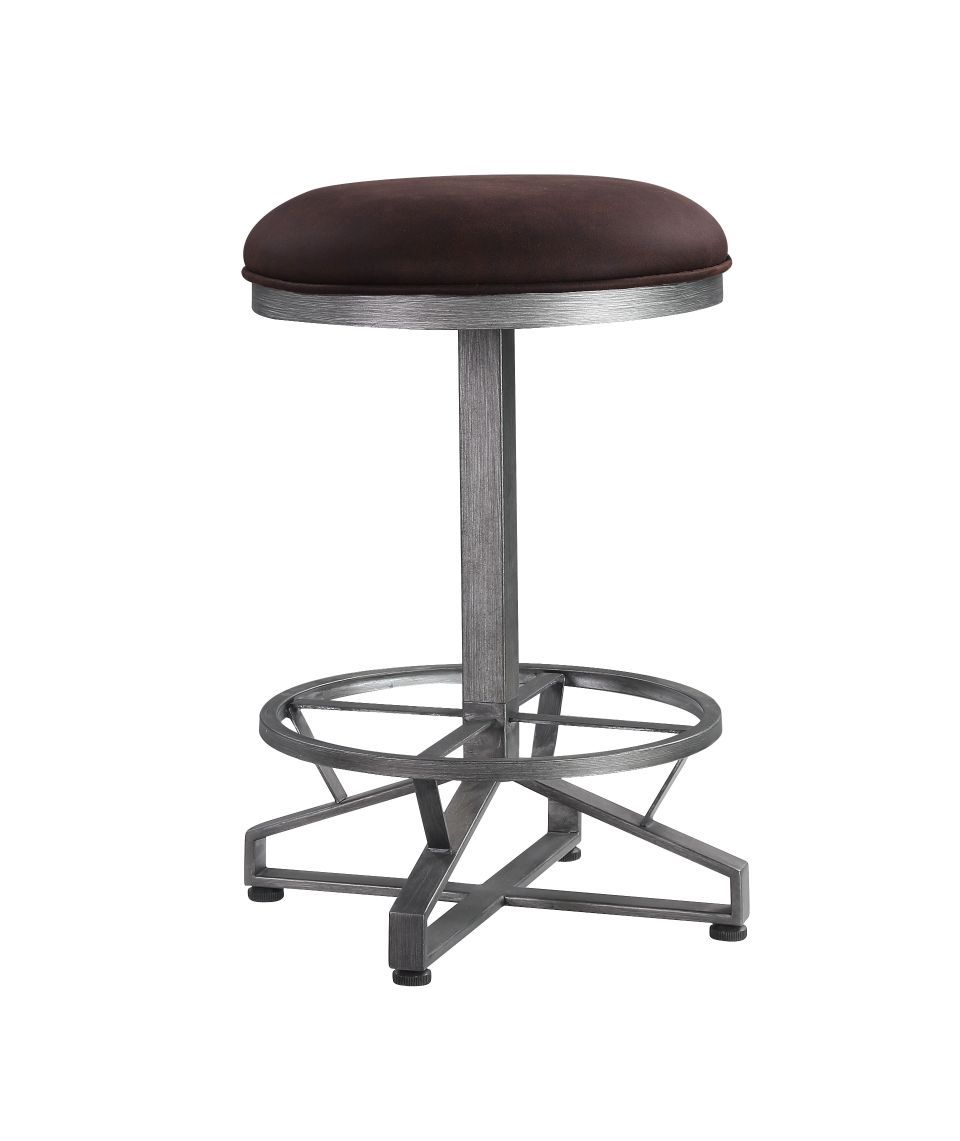 Evangeline - Counter Height Stool (Set of 2) - Rustic Brown Fabric & Black, dark brown, view 2