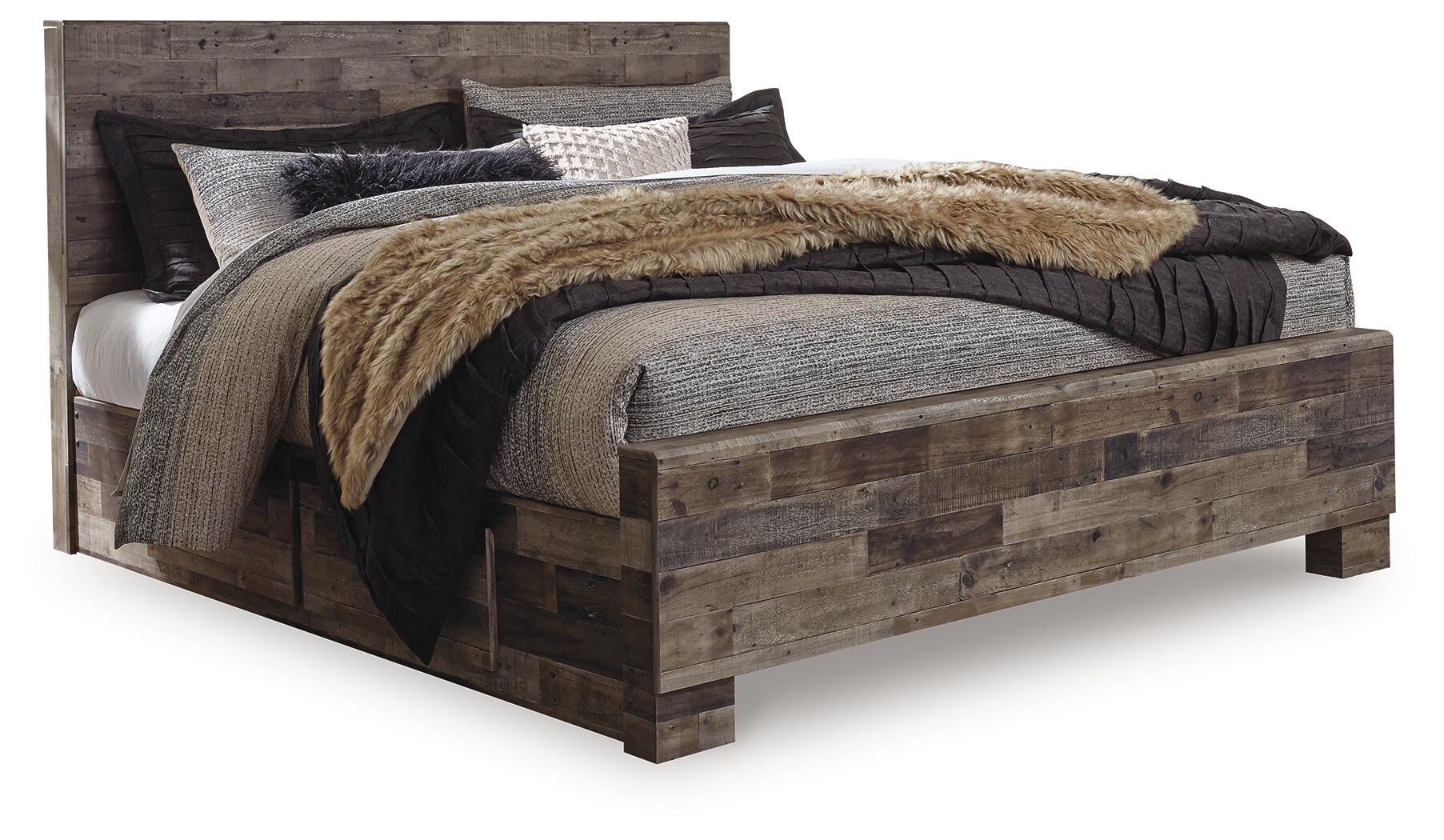 Derekson – King Panel Bed With 2 Side Storage – Multi Gray