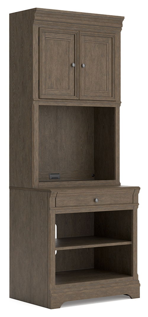 Janismore - Bookcase - Weathered Gray, dark brown