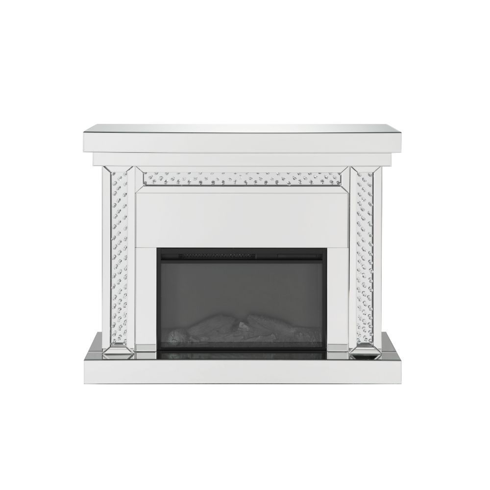 Nysa - 42" Fireplace - Mirrored & Faux Crystals, silver, view 3