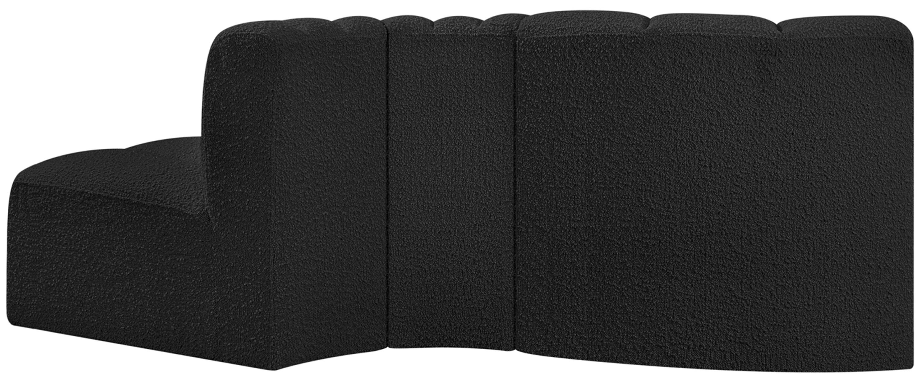 Arc - Boucle Fabric 3 Piece Modular Sofa - Black