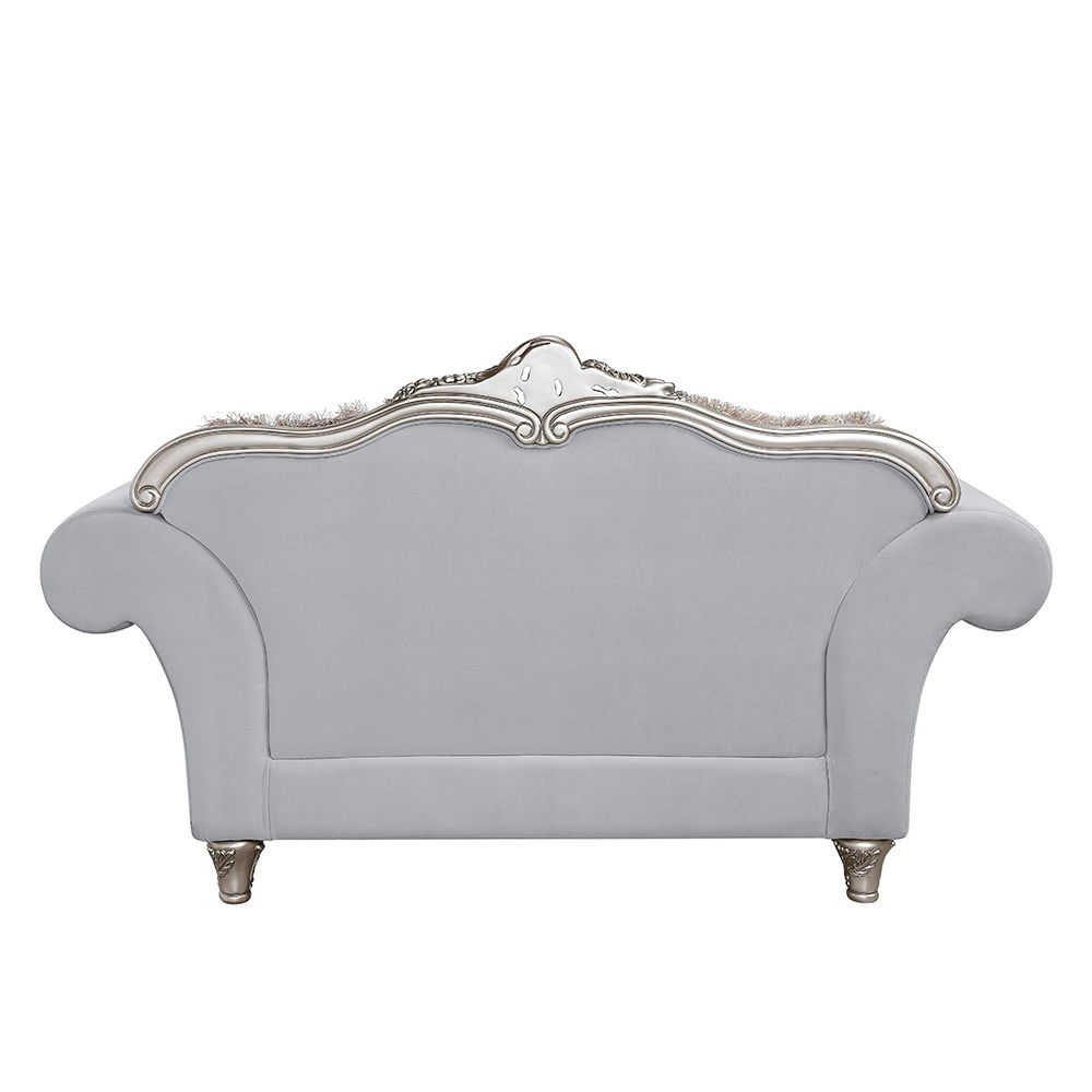 Pelumi - Loveseat With 5 Pillows - Light Gray Linen & Platinum, light gray, view 2