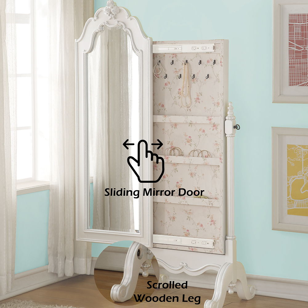 Edalene - Jewelry Armoire - Pearl White, white, view 3