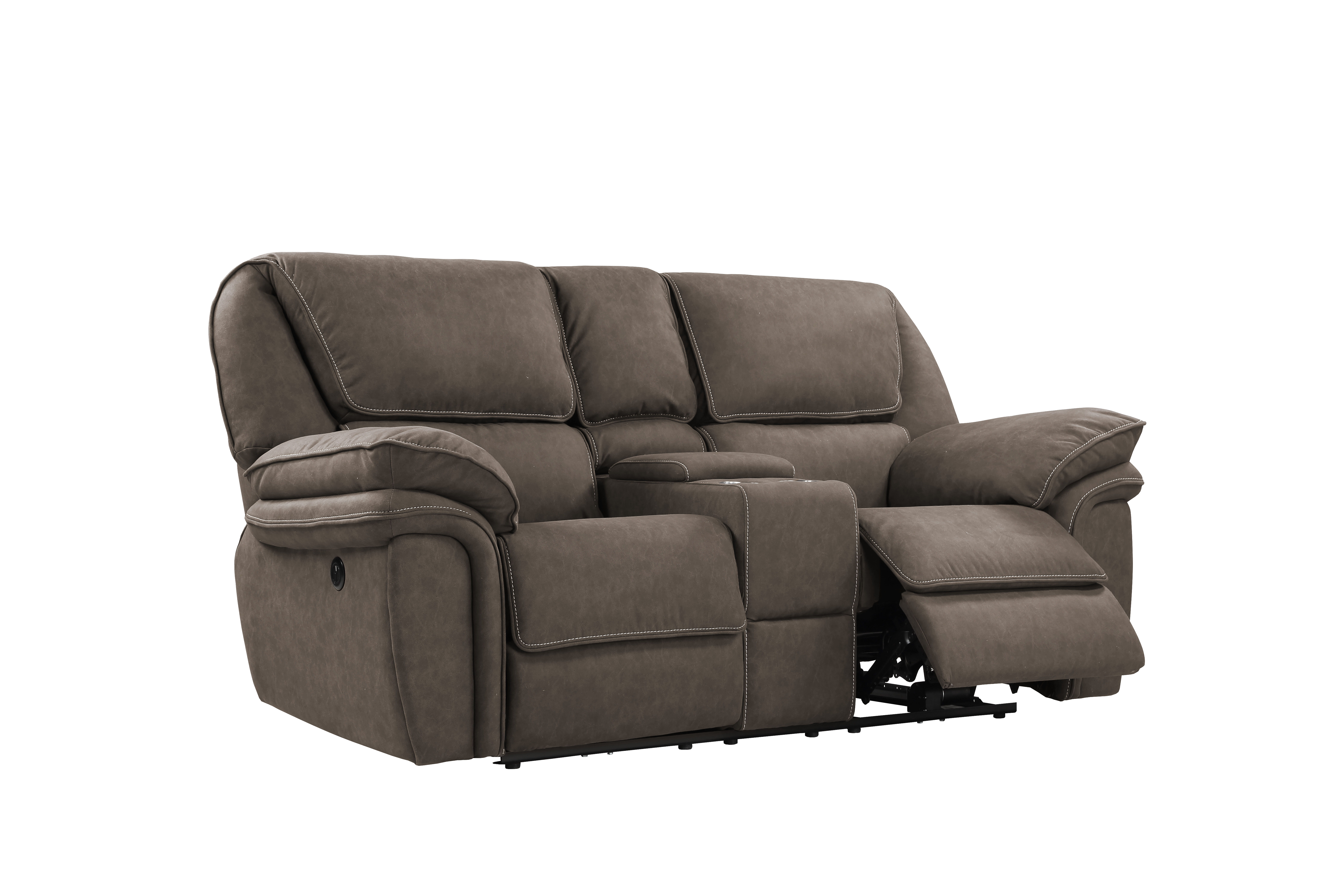 Allyn - Power Console Loveseat - Gray Taupe