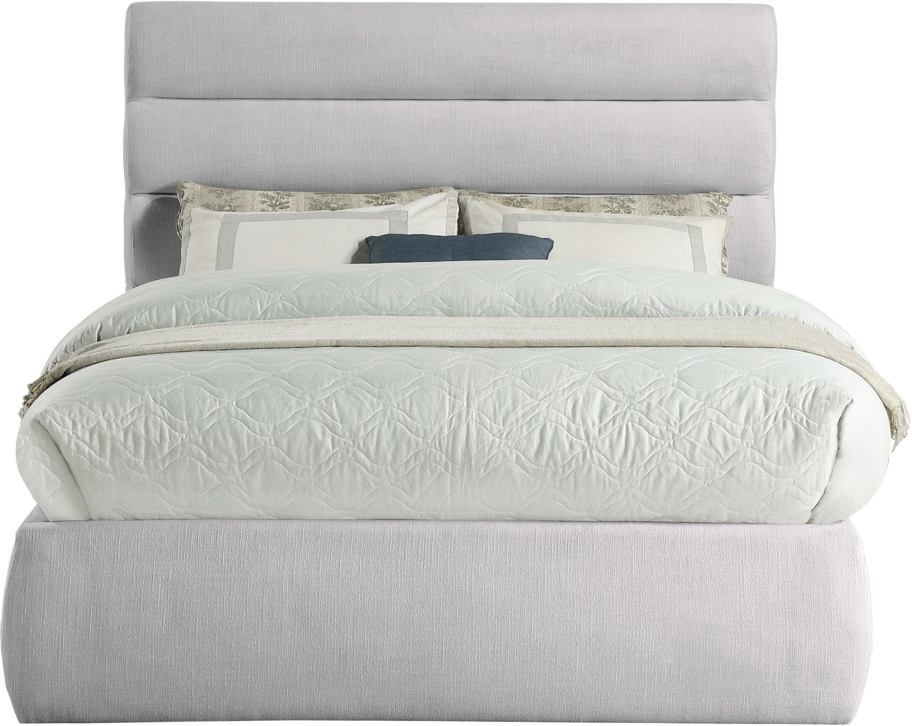 Adam - Linen Fabric Full Bed With 52" Headboard - Gray