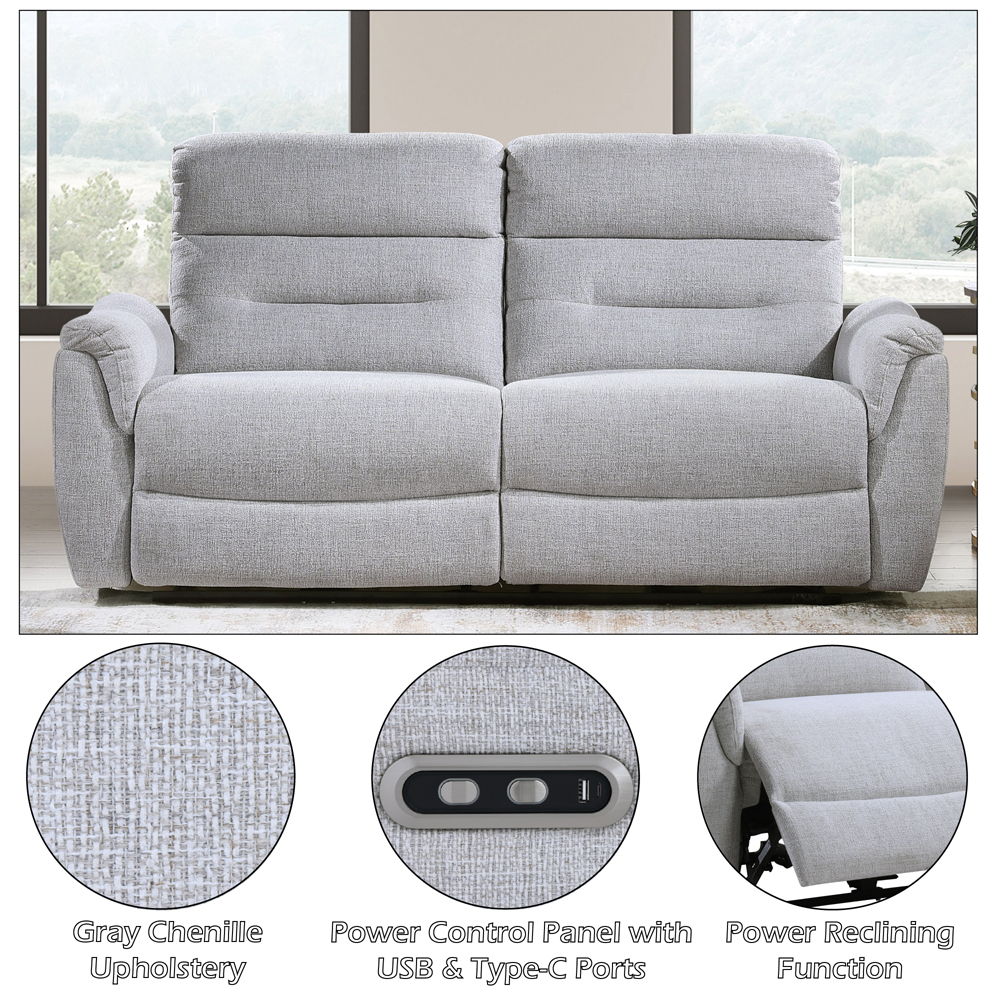 Eastre - Power Motion Sofa With USB Port - Beige Chenille, beige, view 8