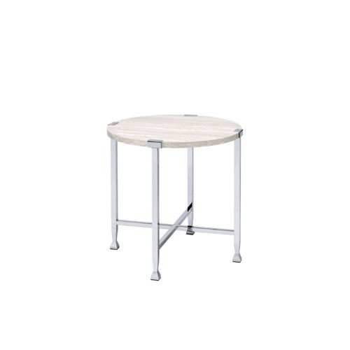 Brecon - End Table - White Oak & Chrome, white
