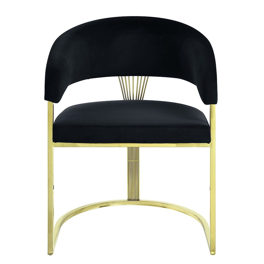 Fallon - Side Chair - Black Velvet & Mirrored Gold, black, view 8