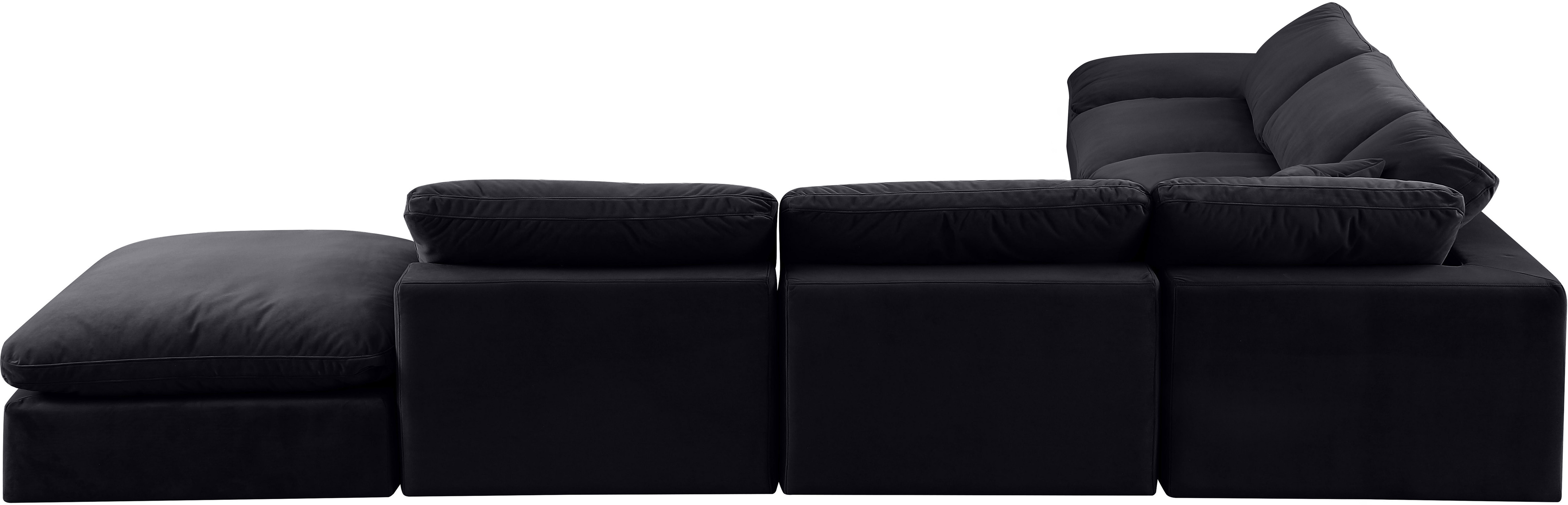 Comfy - 7 Piece Velvet Modular Corner Sectional - Black