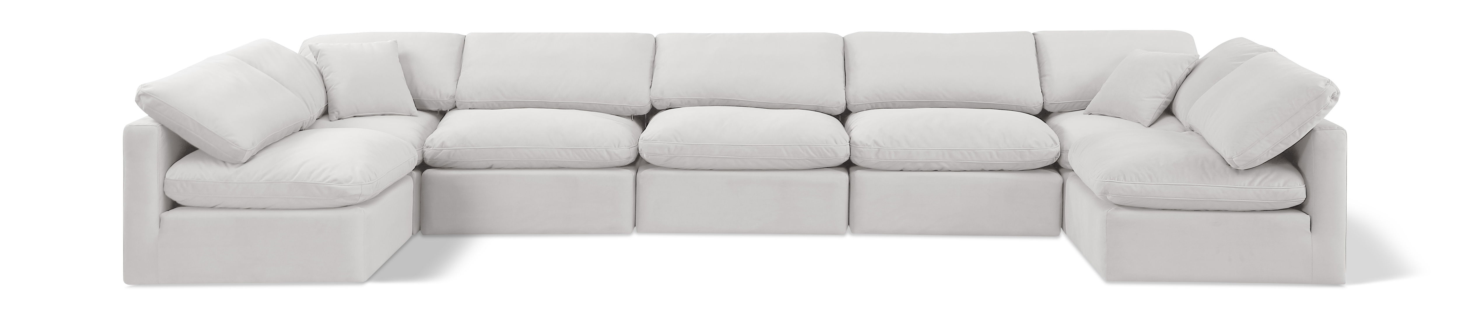 Indulge - Velvet 7 Piece Modular U-Shaped Sectional - Off White