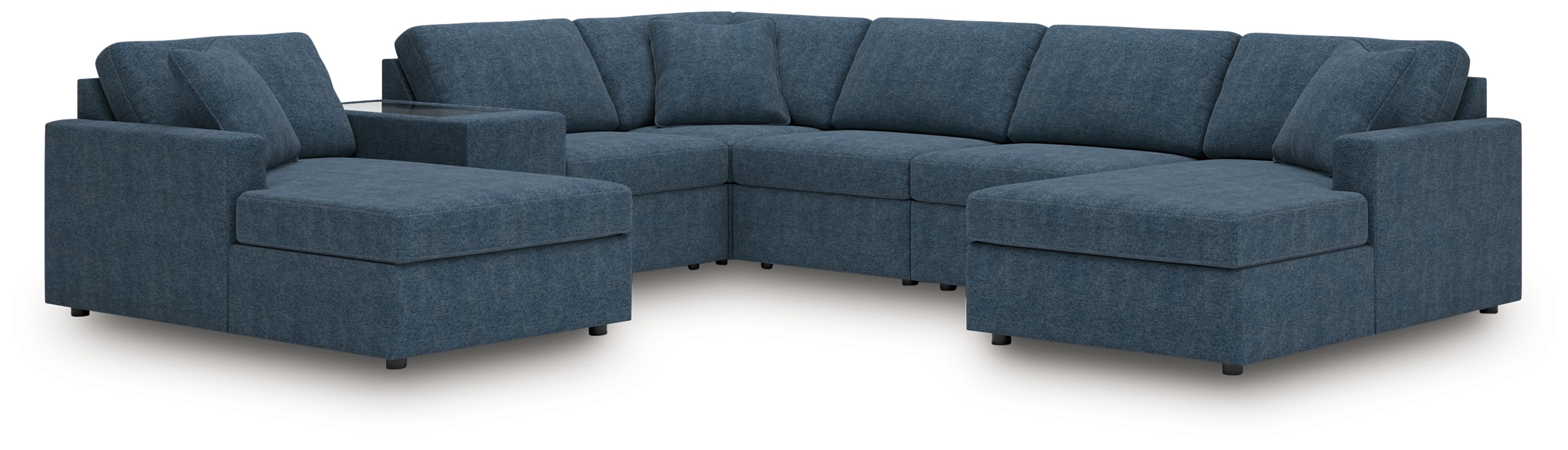 7 Pc · Sectional With Laf And Raf Corner Chaises And With Storage Console