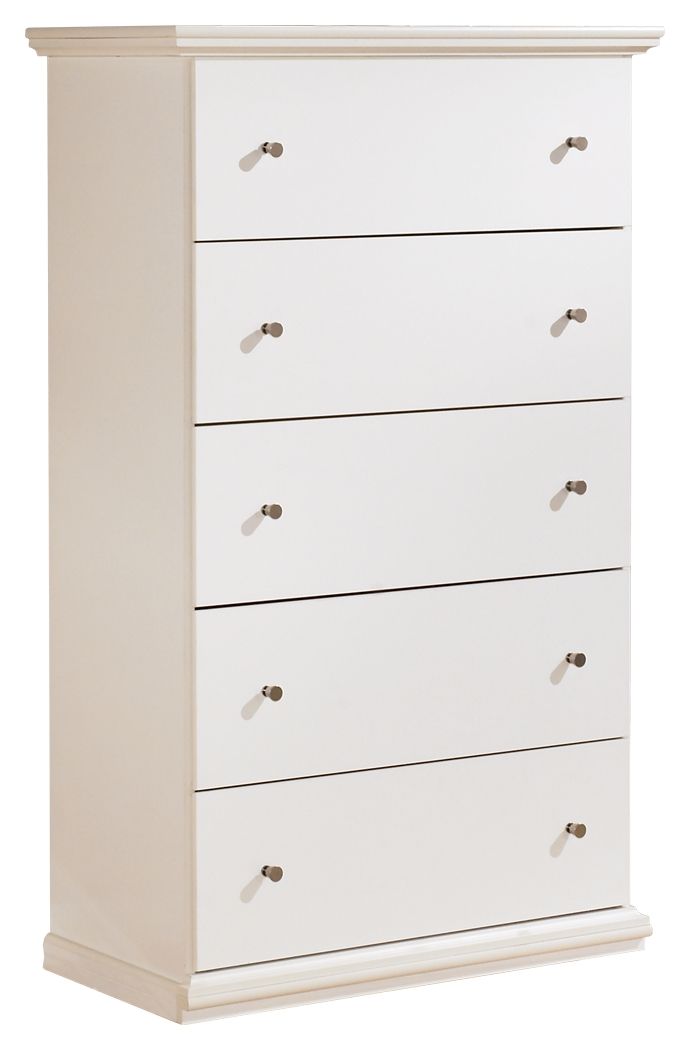 Ashley Furniture Bostwick Shoals - 5 Pc. - Dresser, Mirror, Chest, King Panel Bed With Framed Footboard - White - Image 5
