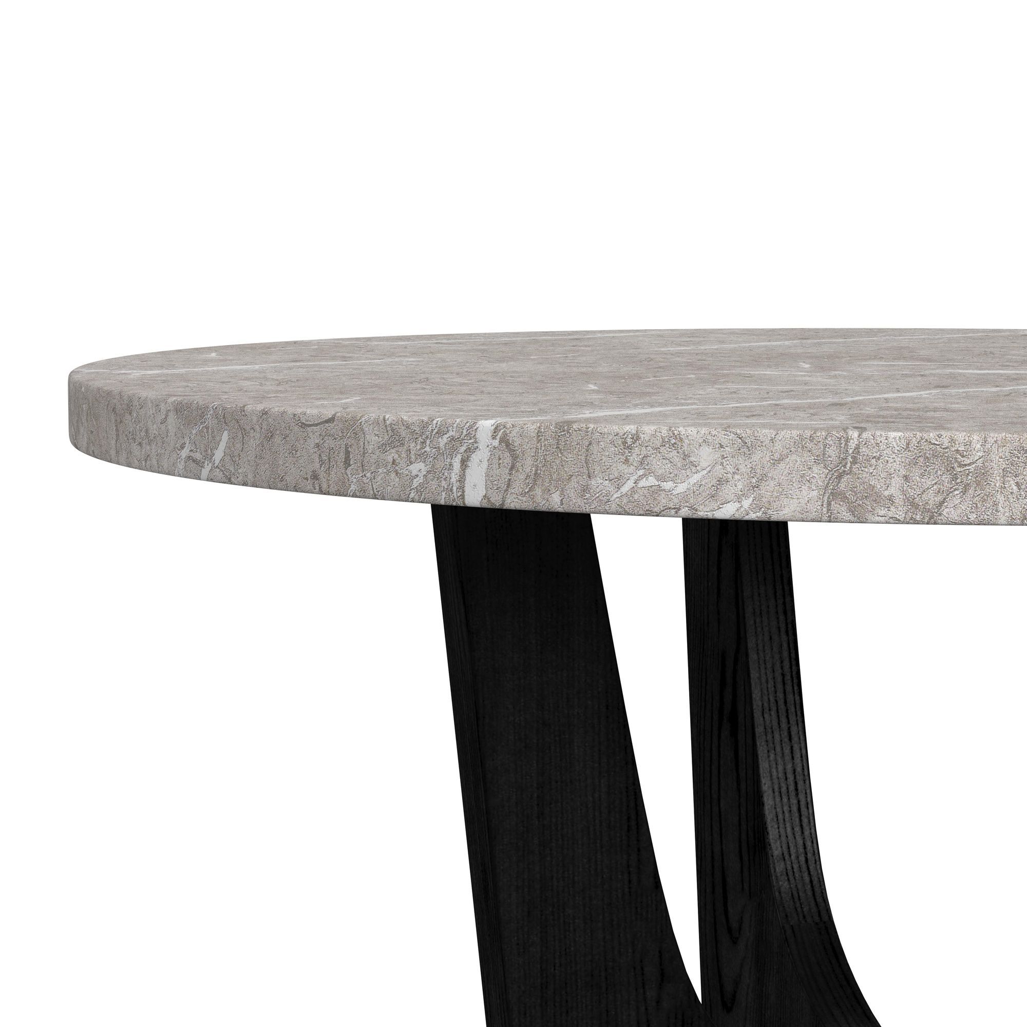 Oregon - Round Counter Table With Faux Marble Top - Black / Gray