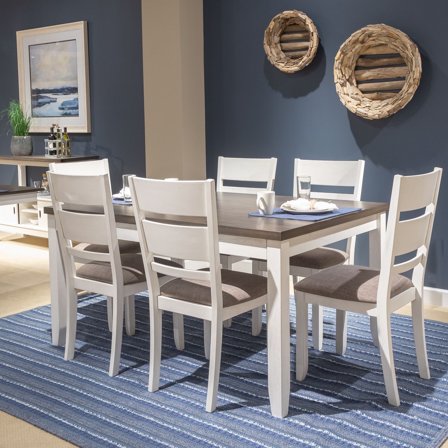 Liberty Furniture Brook Bay - 7 Piece Leg Table Set - White