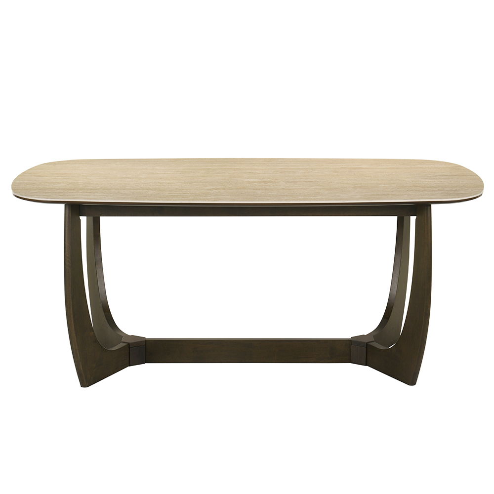 Davita - Dining Table With Ceramic Top - Walnut, light brown, view 3