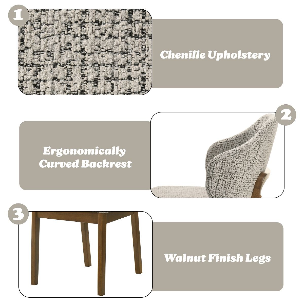 Oleia - Side Chair (Set of 2) - Chenille & Walnut, gray, view 8