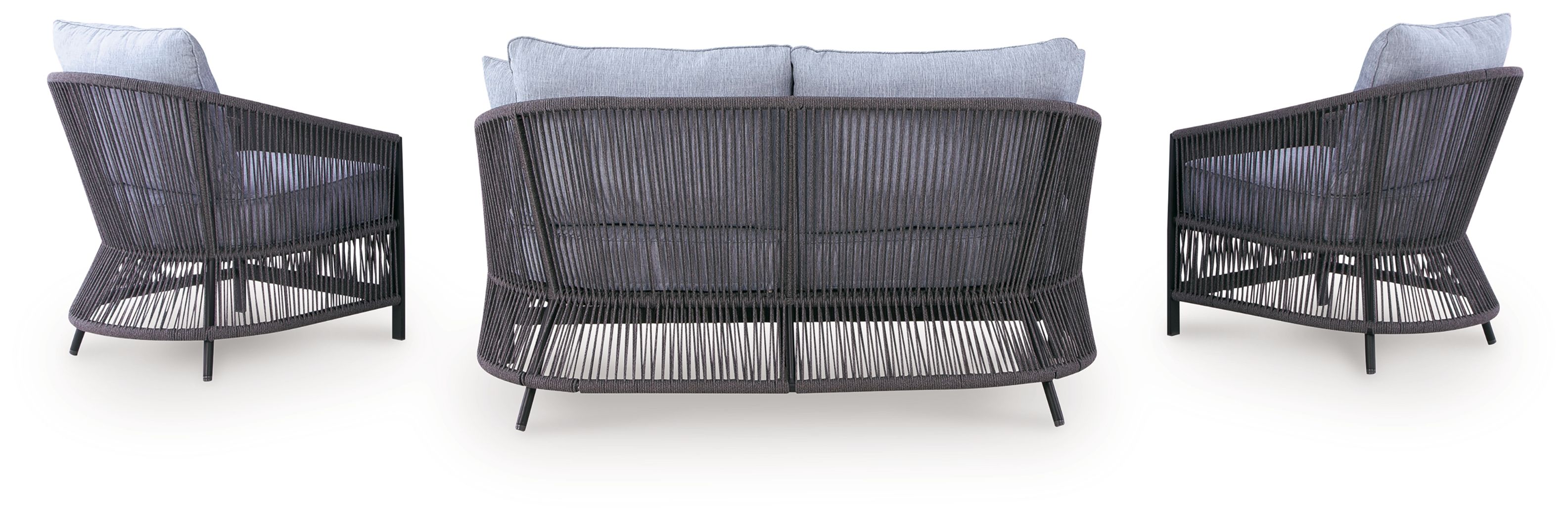 Ashley Furniture Bridges Beach - Loveseat, Lounge Chairs, Table Set (Set of 4) - Gray - Image 4