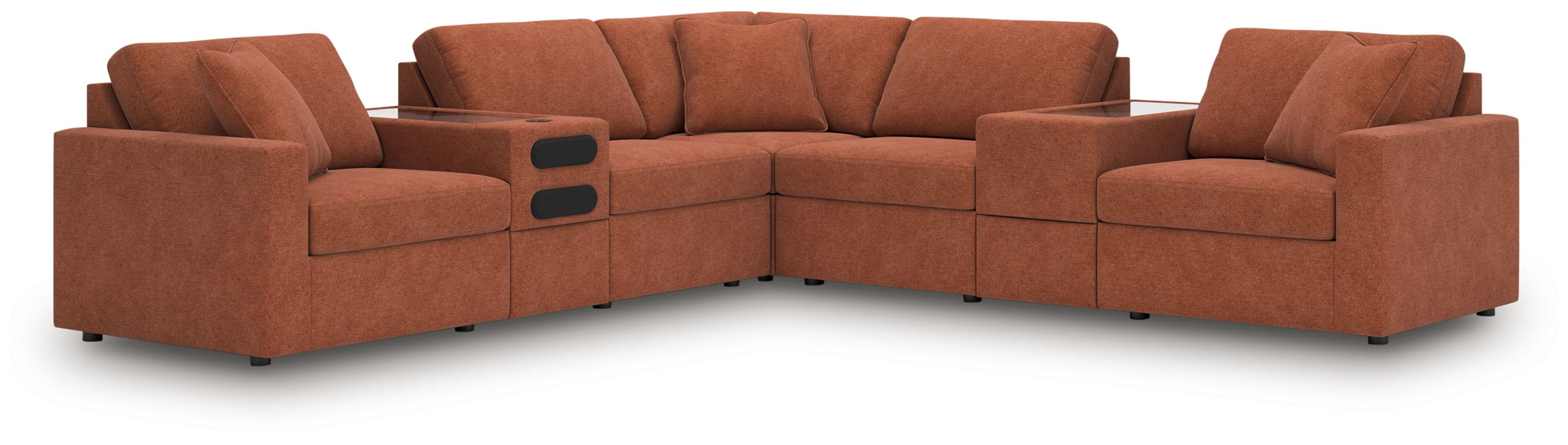 7 Pc · Balanced Sectional With Audio And Storage Consoles