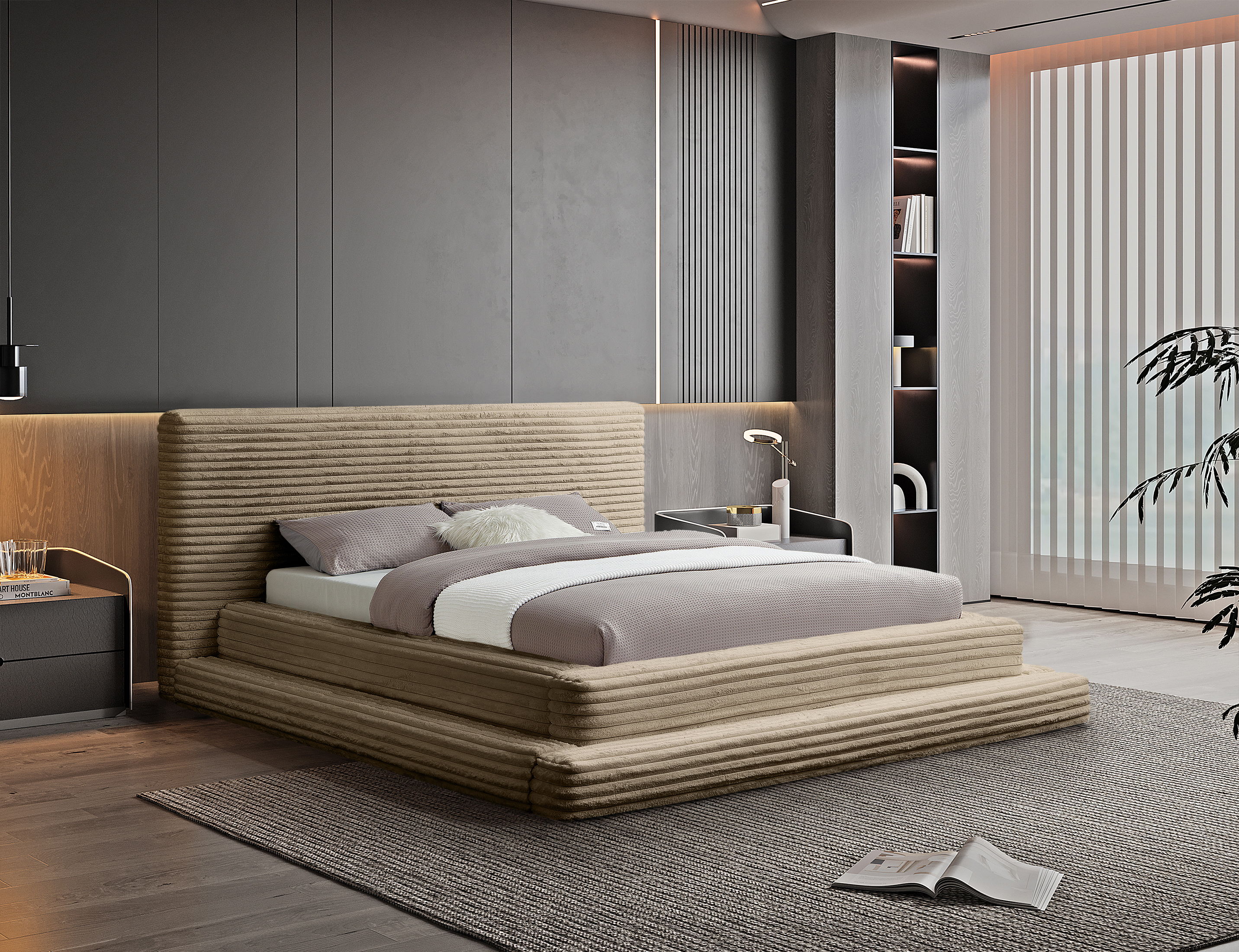 Drew - King Bed - Taupe