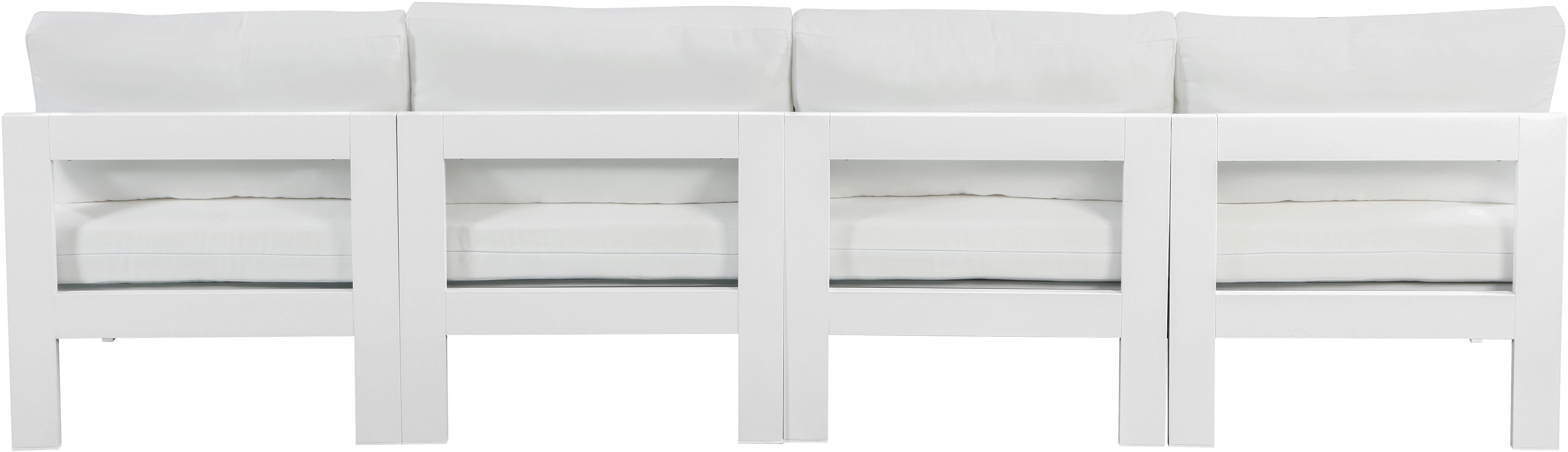 Nizuc - Outdoor Patio 4 Piece Armless Modular Sofa With White Frame - White