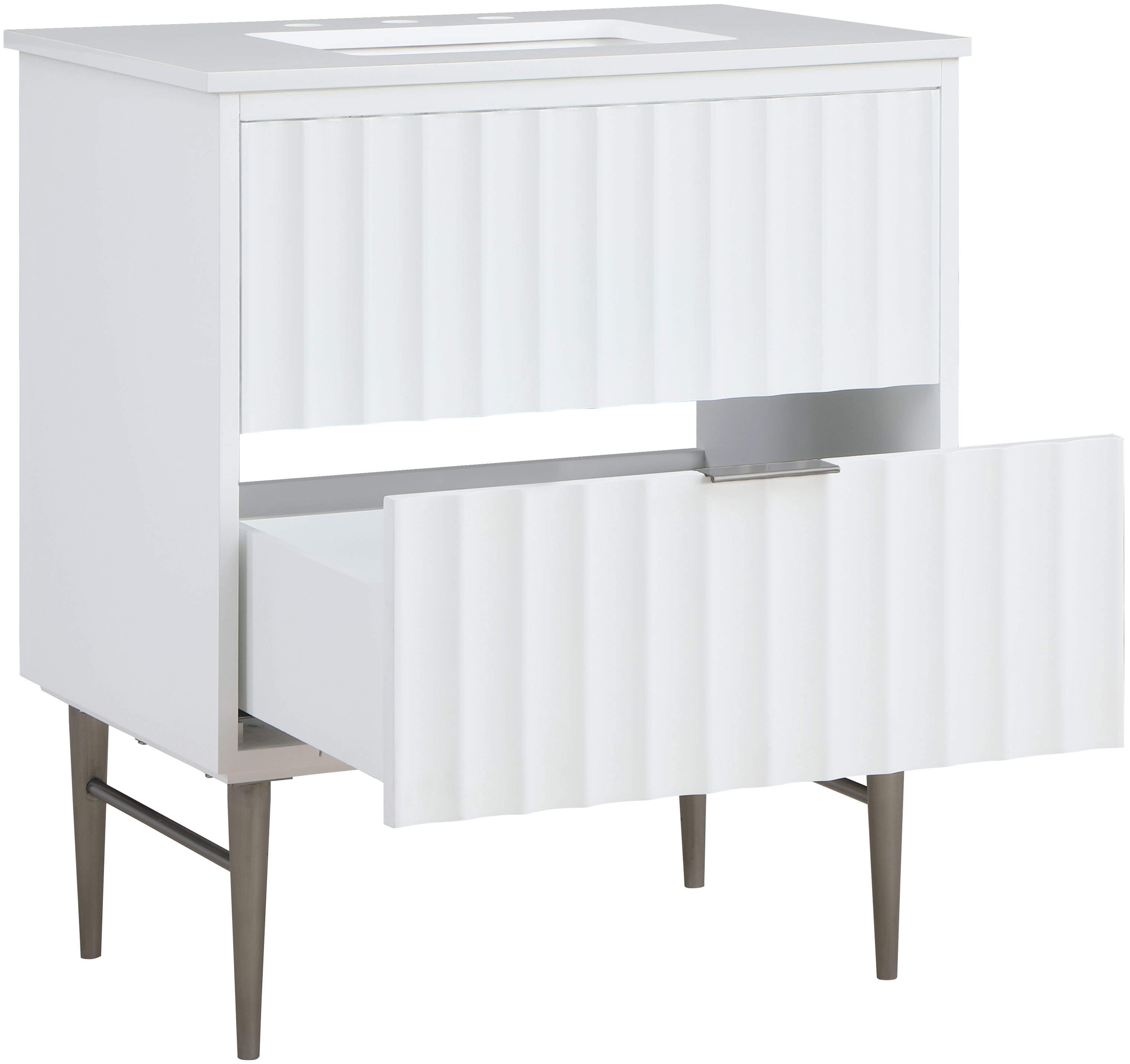 Modernist - 30" Bathroom Vanity With Chrome Legs - White