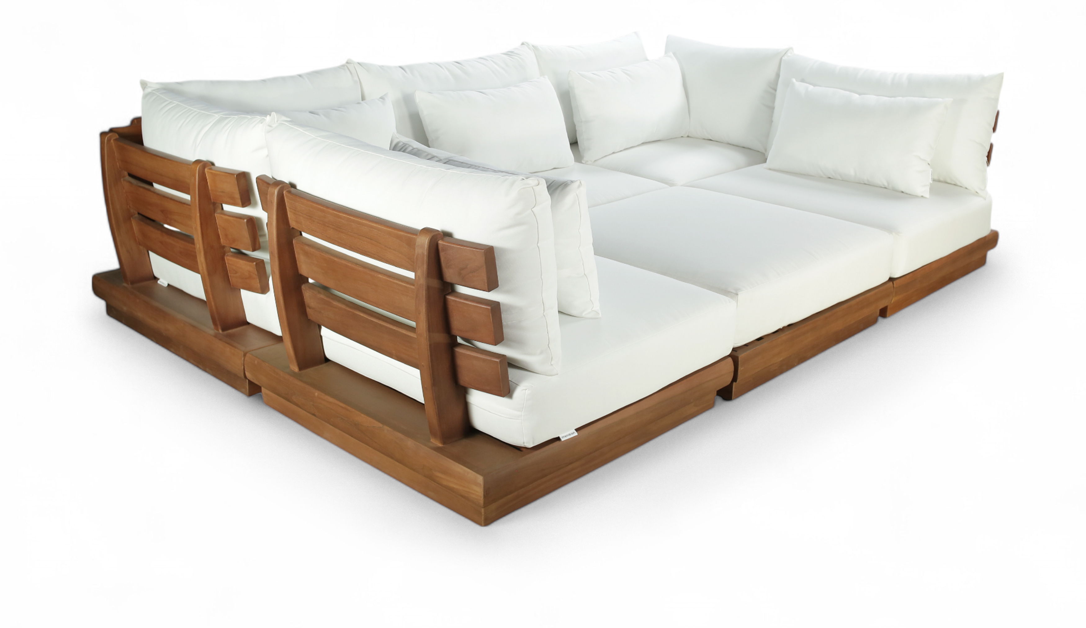 6 Pc · Water Resistant Fabric 113" Upholstered Outdoor Patio Modular Sectional - Off