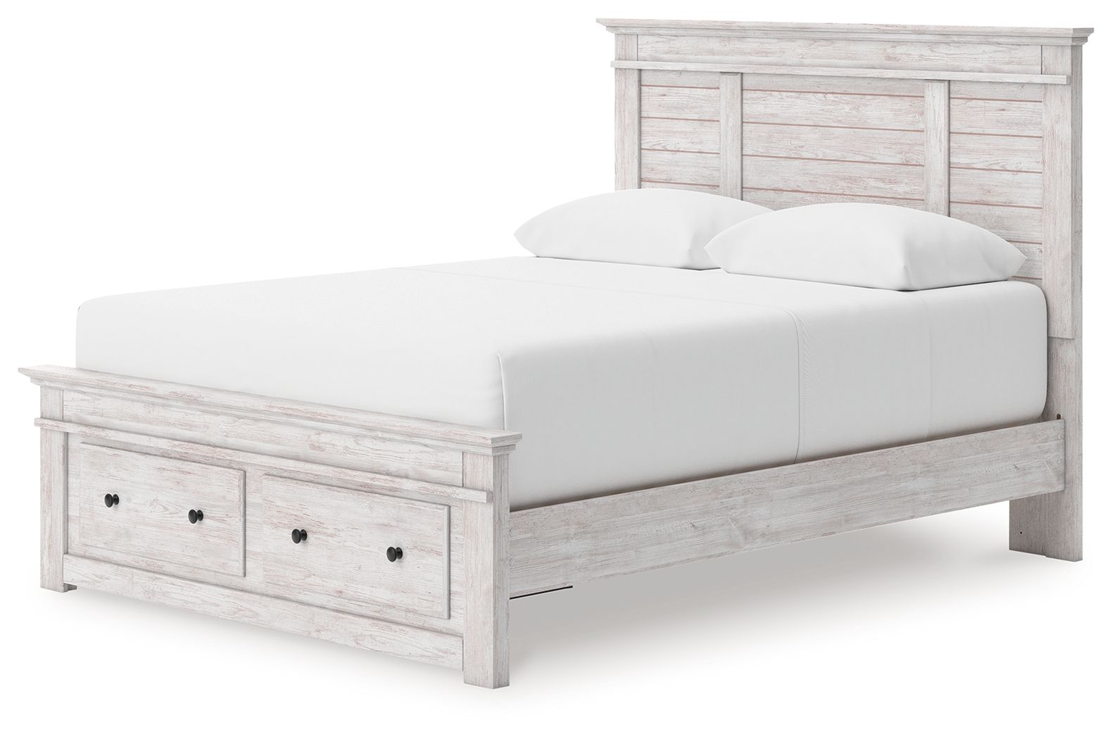 Makidern - Queen Panel Storage Bed With Storage Footboard - Whitewash
