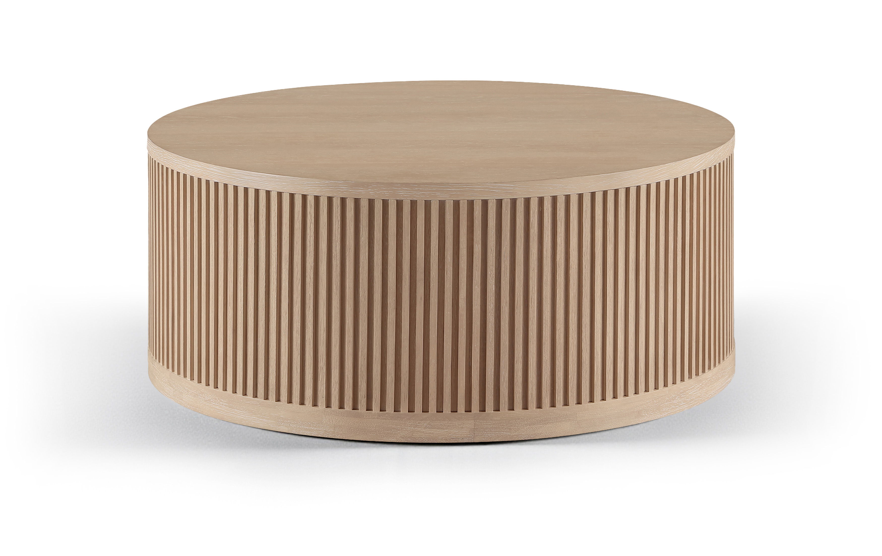 Madera - Oak Veneer And Solid Wood With Caster Wheels Coffee Table - Natural