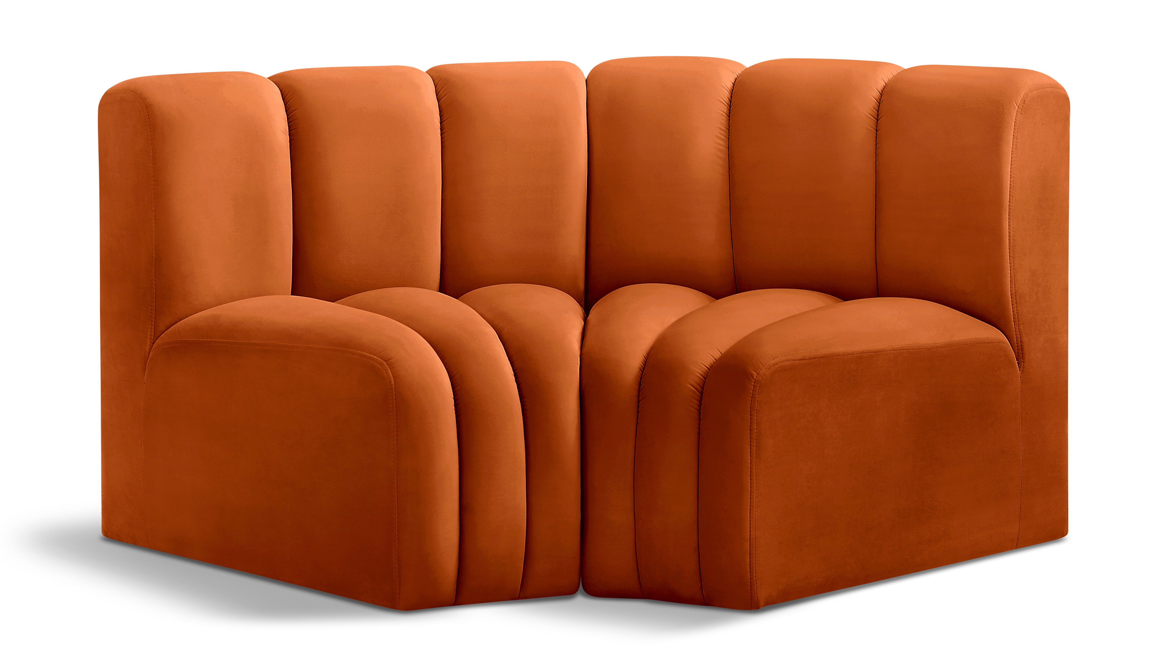Arc - Velvet 2 Piece Modular Sofa - Cognac