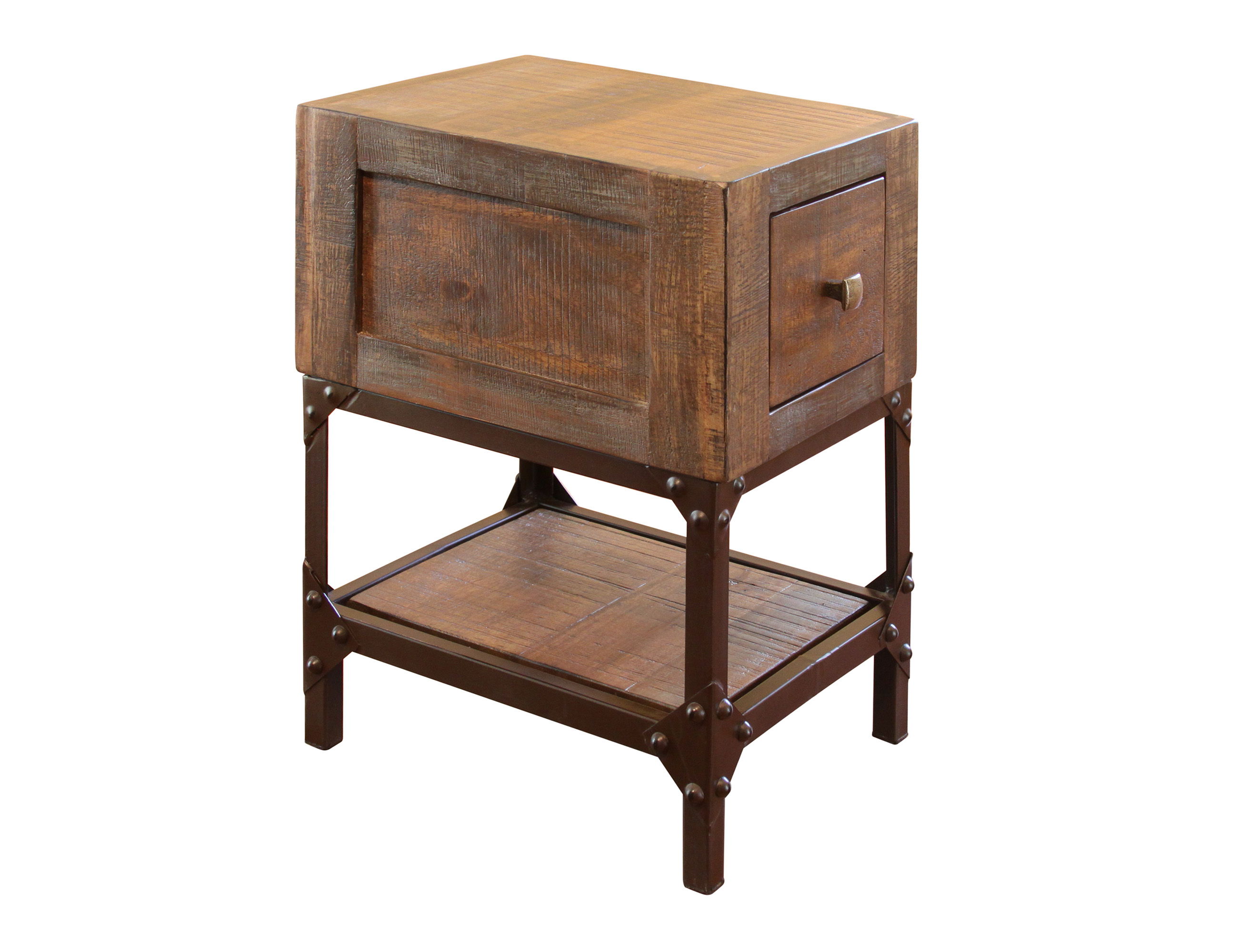 International Furniture Direct Urban Gold - Chairside Table - Brown / Golden Undertones